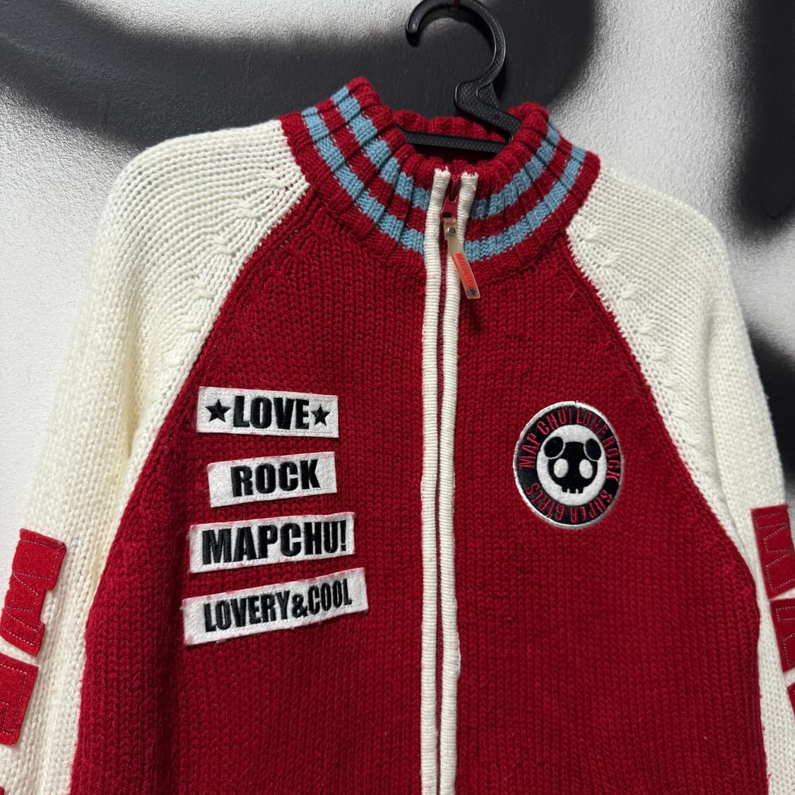 VTG 빈티지 올드스쿨 멀티 패치 니트 집업 상품이미지3