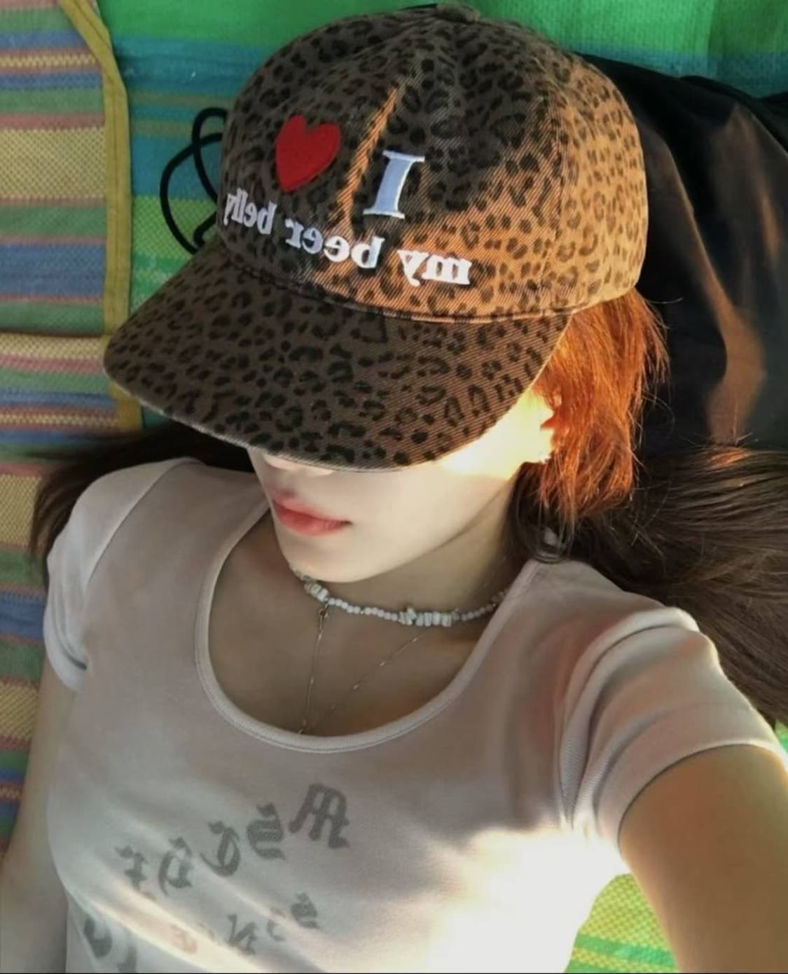 레오파드 레터링 자수 일차챙 볼캡 상품이미지3