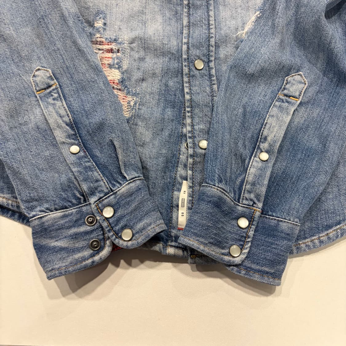 [M] 타미힐피거 데님 데미지 워싱 셔츠 D745 상품이미지7