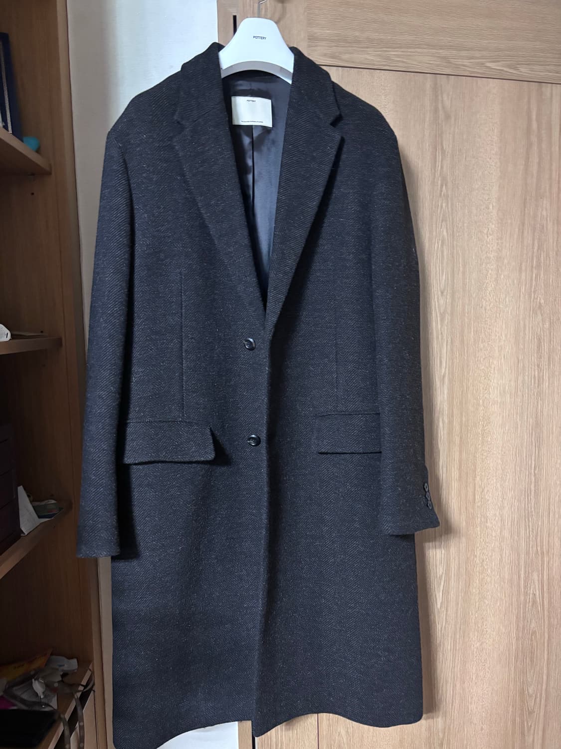 포터리 셔틀랜드 울 싱글 코트 다크브라운 상품이미지2