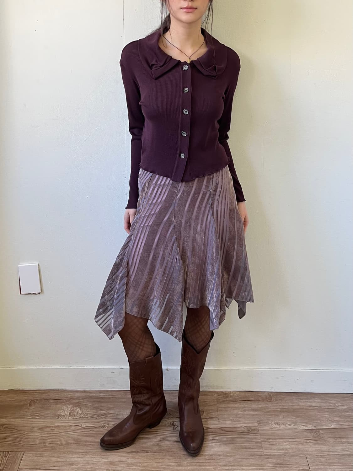 Japan vtg 벨벳 시스루 스커트 상품이미지7