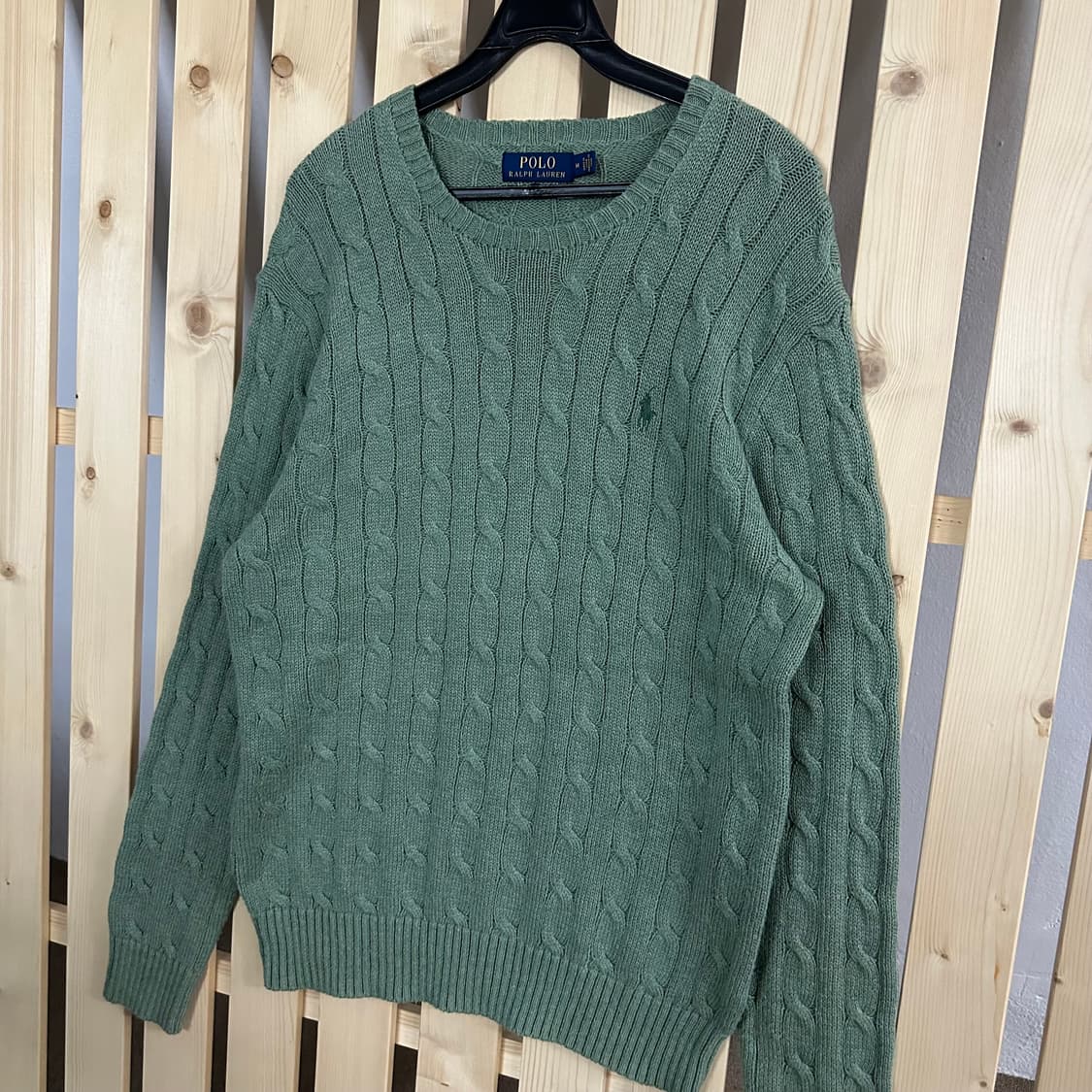 (M) 폴로 랄프로렌 민트 그린 케이블 니트 상품이미지2