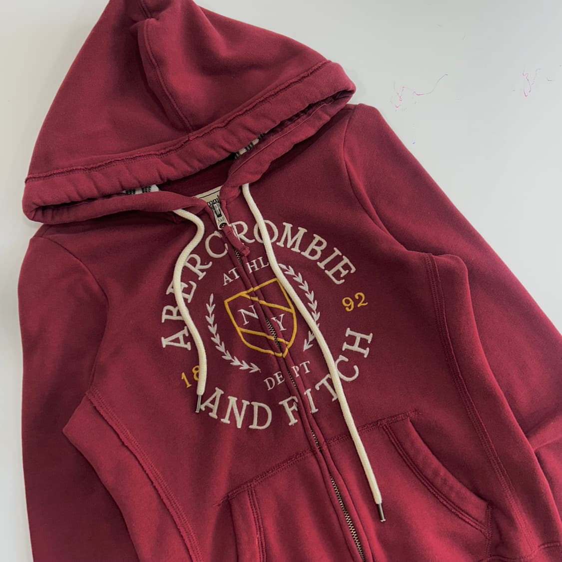 Abercrombie 아베크롬비 스펠아웃로고 버건디 후드집업 상품이미지4