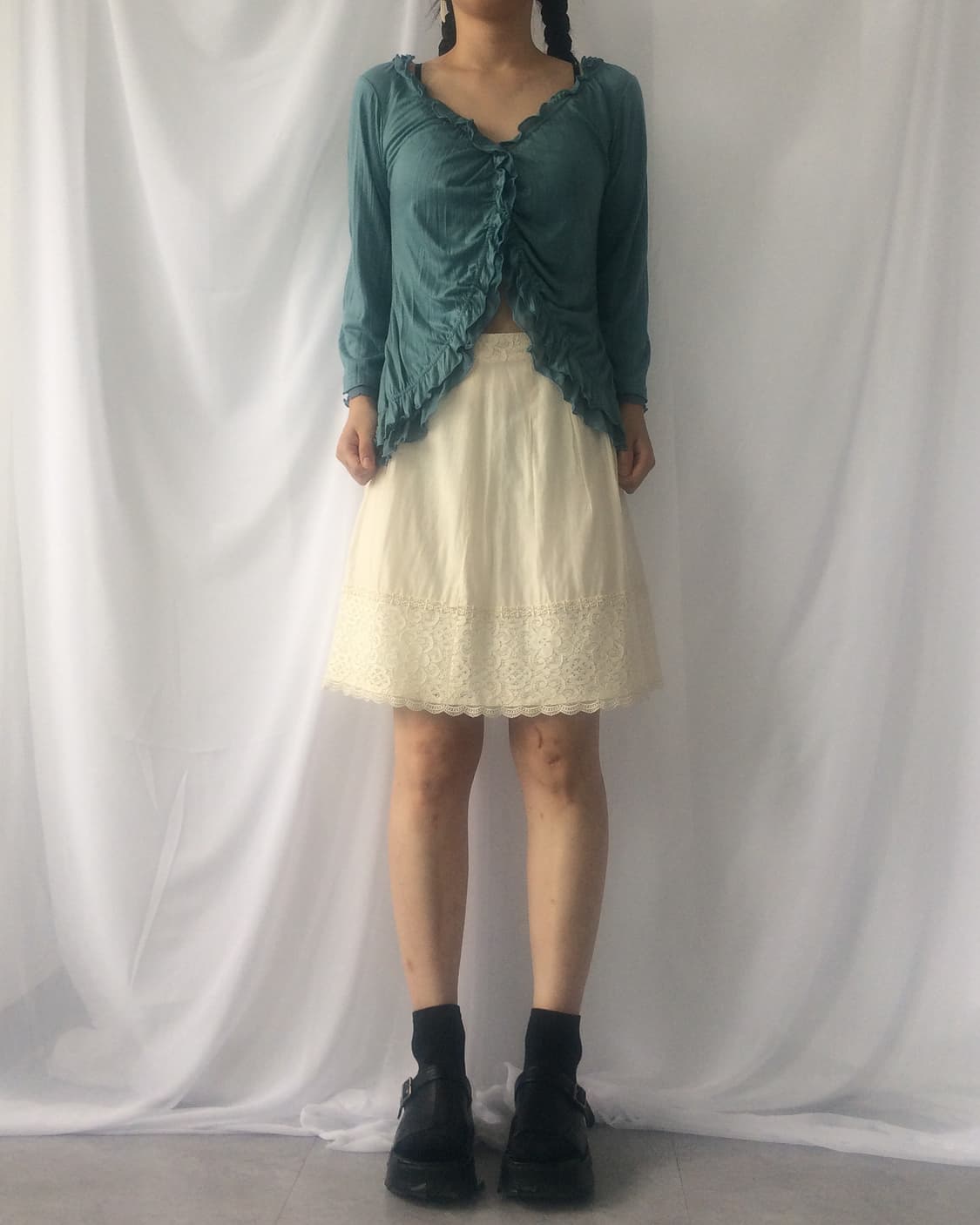 Frill shirring cardigan 상품이미지5