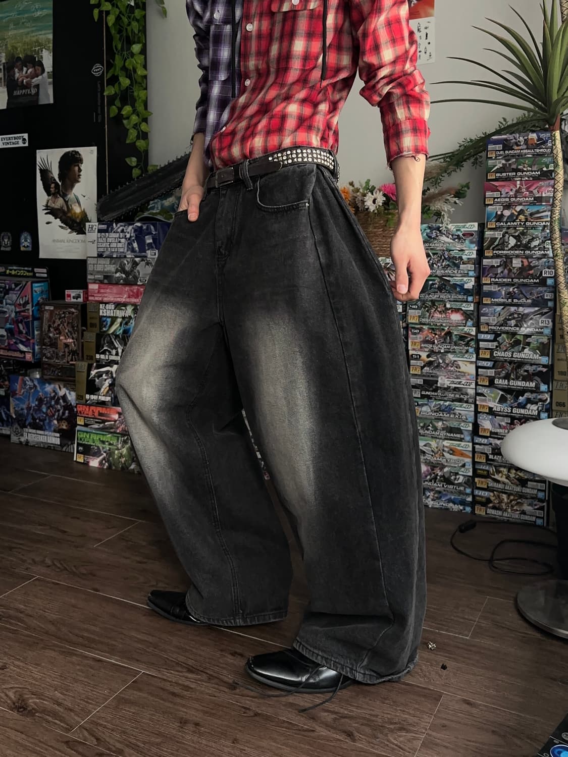 S - Bin 배기 와이드 워시드 진 상품이미지1