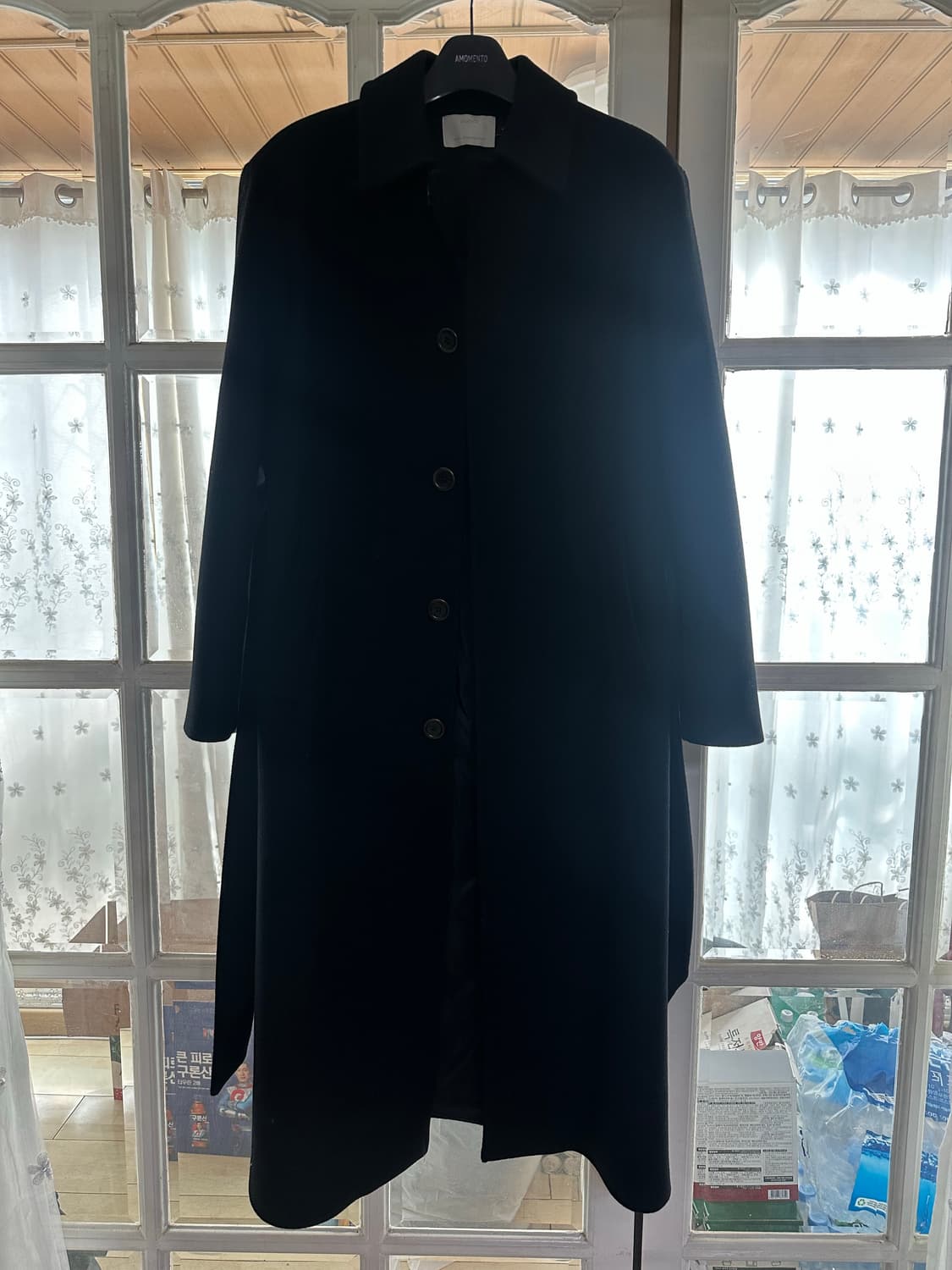 아모멘토 24fw 롱코트 블랙 SINGLE BREASTED LONG CO 상품이미지1