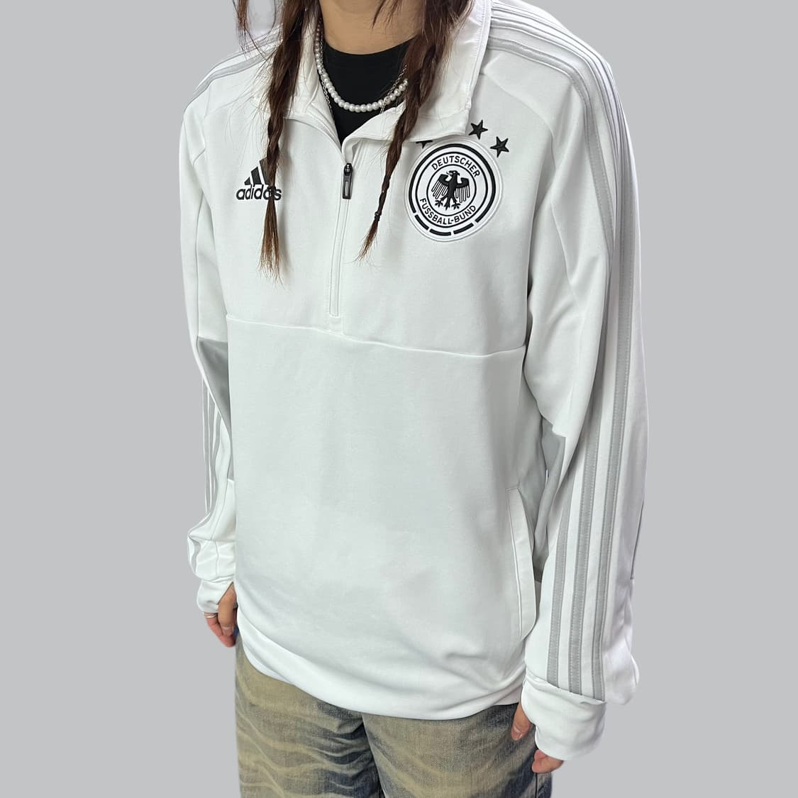 아디다스 화이트 독일 트랙탑 져지 슬리브 상품이미지2