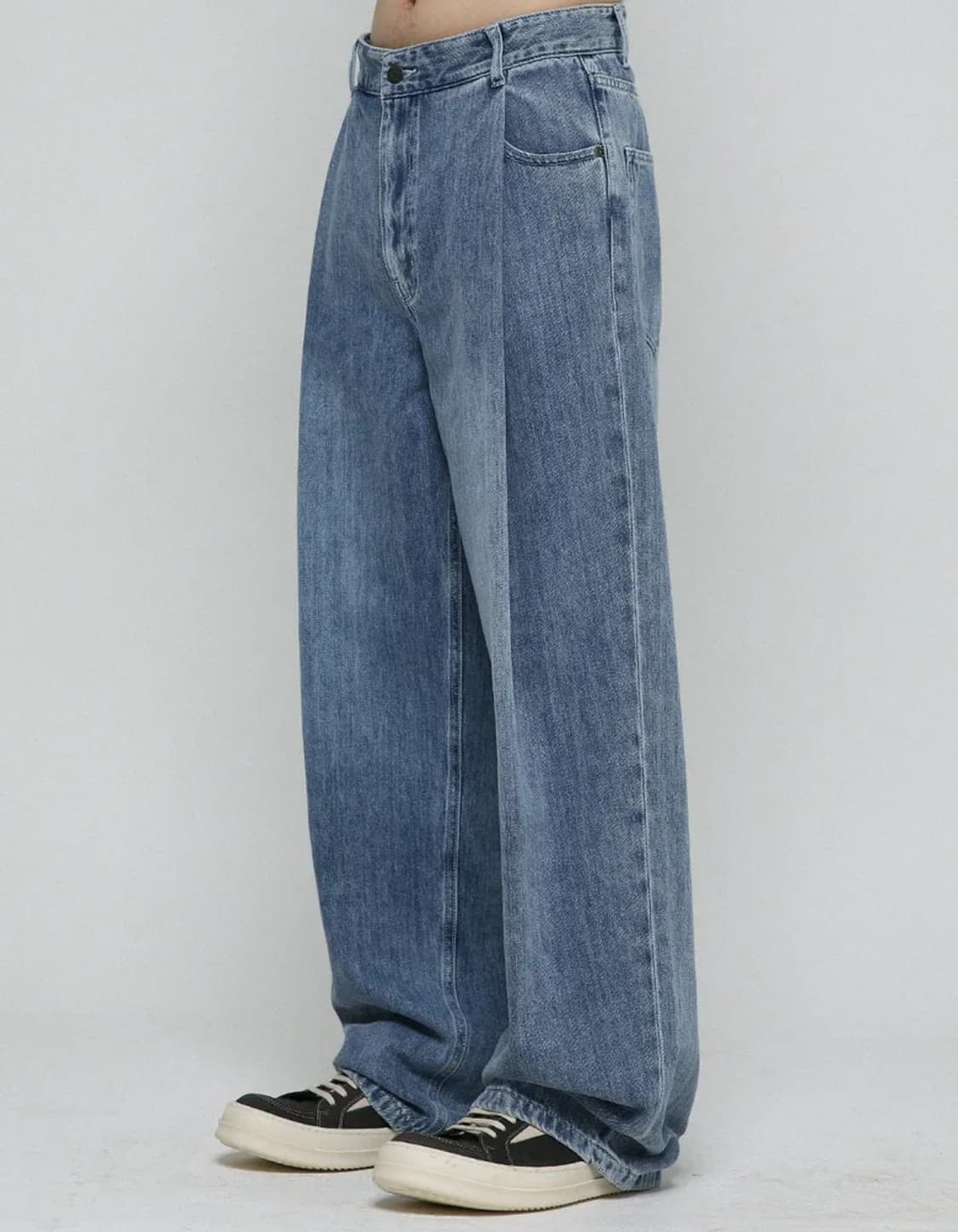 [3] 비긴202 원턱 와이드 슬랙스 데님 팬츠 [페이디드 블루] 상품이미지2