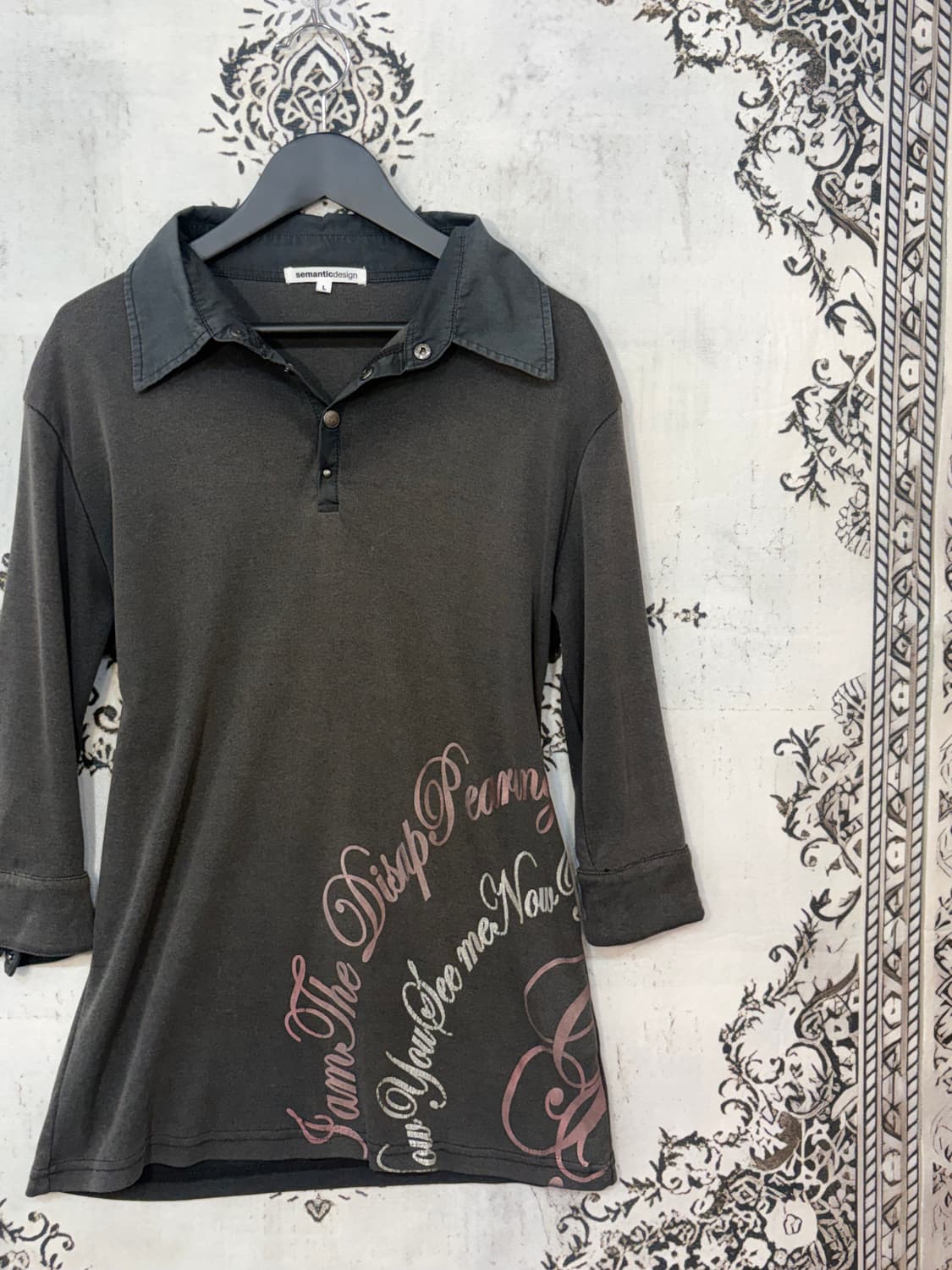 일본빈티지 글리터 레터링 7부 카라 롱슬리브 상품이미지3