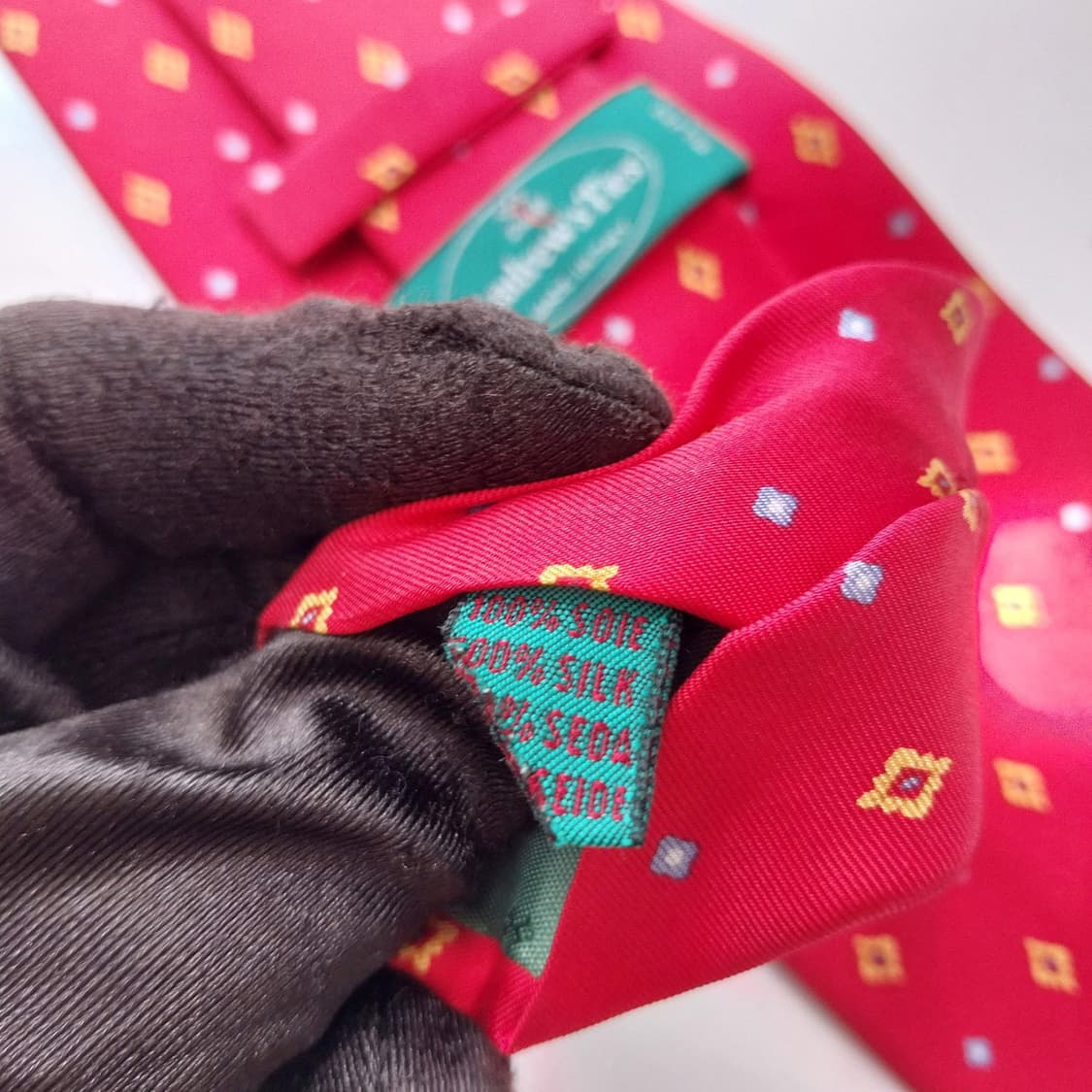 앤드류스타이 실크 레드 기하 패턴 넥타이 9.3cm A등급 K2316 상품이미지7