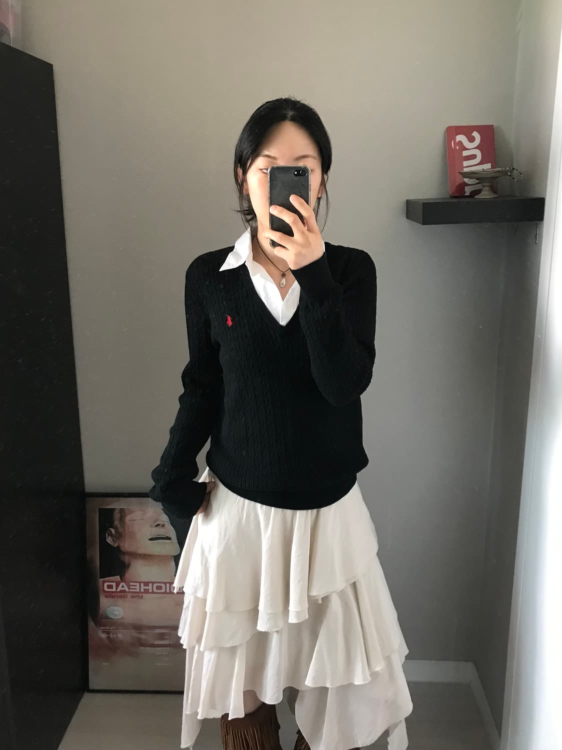 로렌 랄프로렌 포니 로고 카라 블랙 니트 상품이미지3