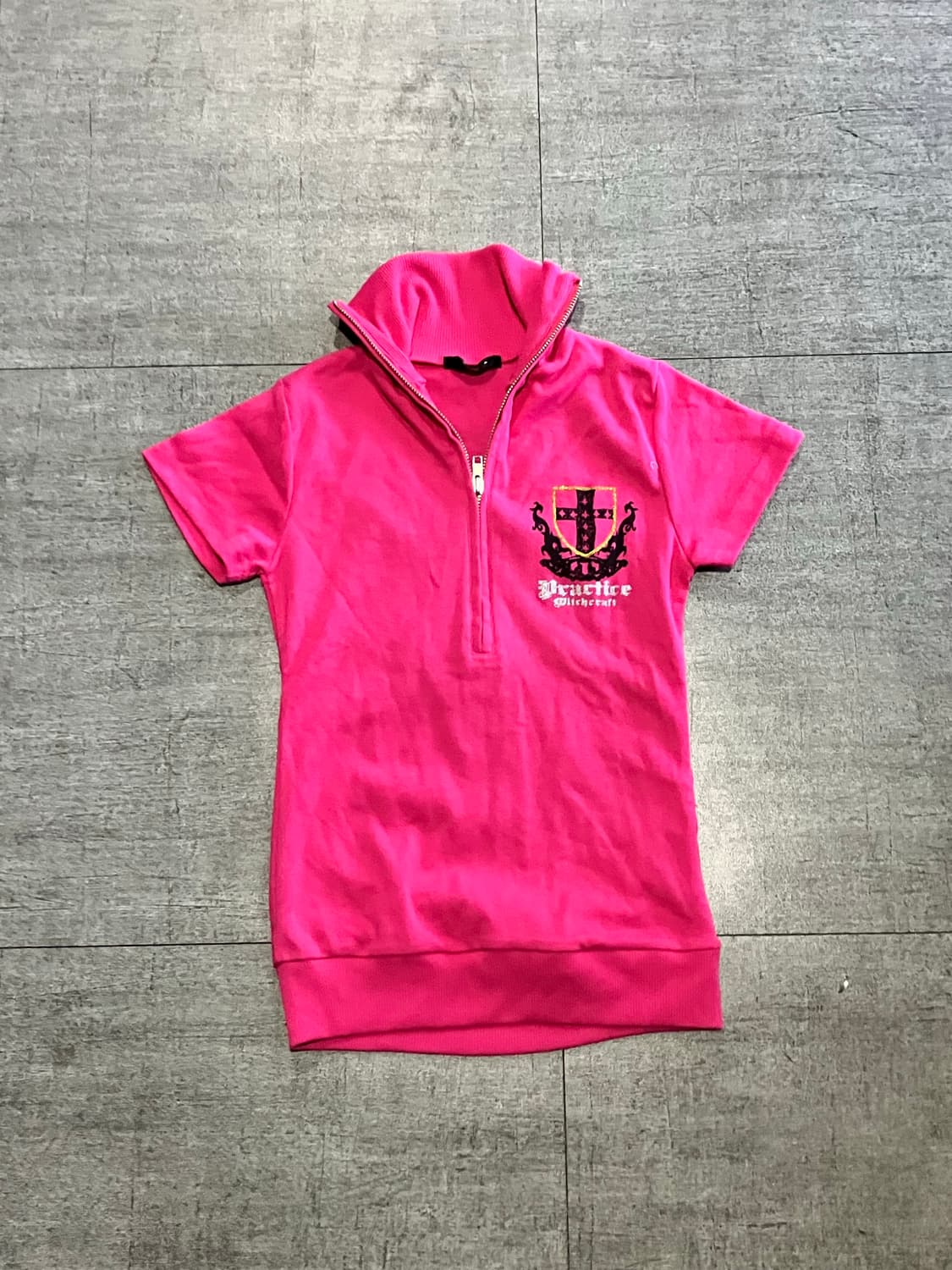 일본빈티지 Dismie 핀터깔y2k 보헤미안펑크 대장 반팔집업 상품이미지2