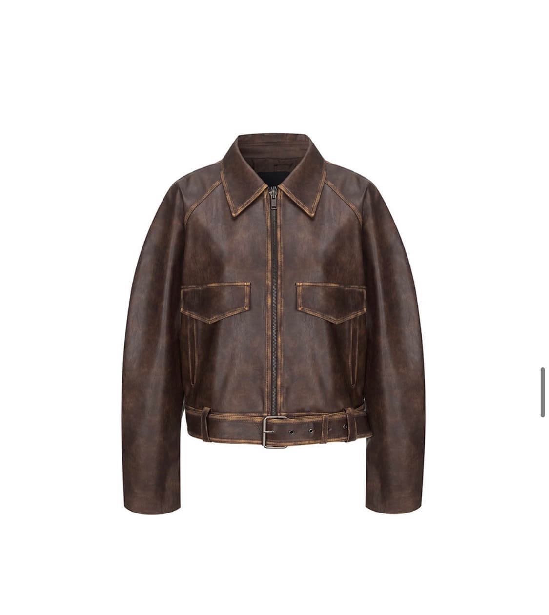 레이브) 빈티지 워싱 레더 자켓 브라운 상품이미지1