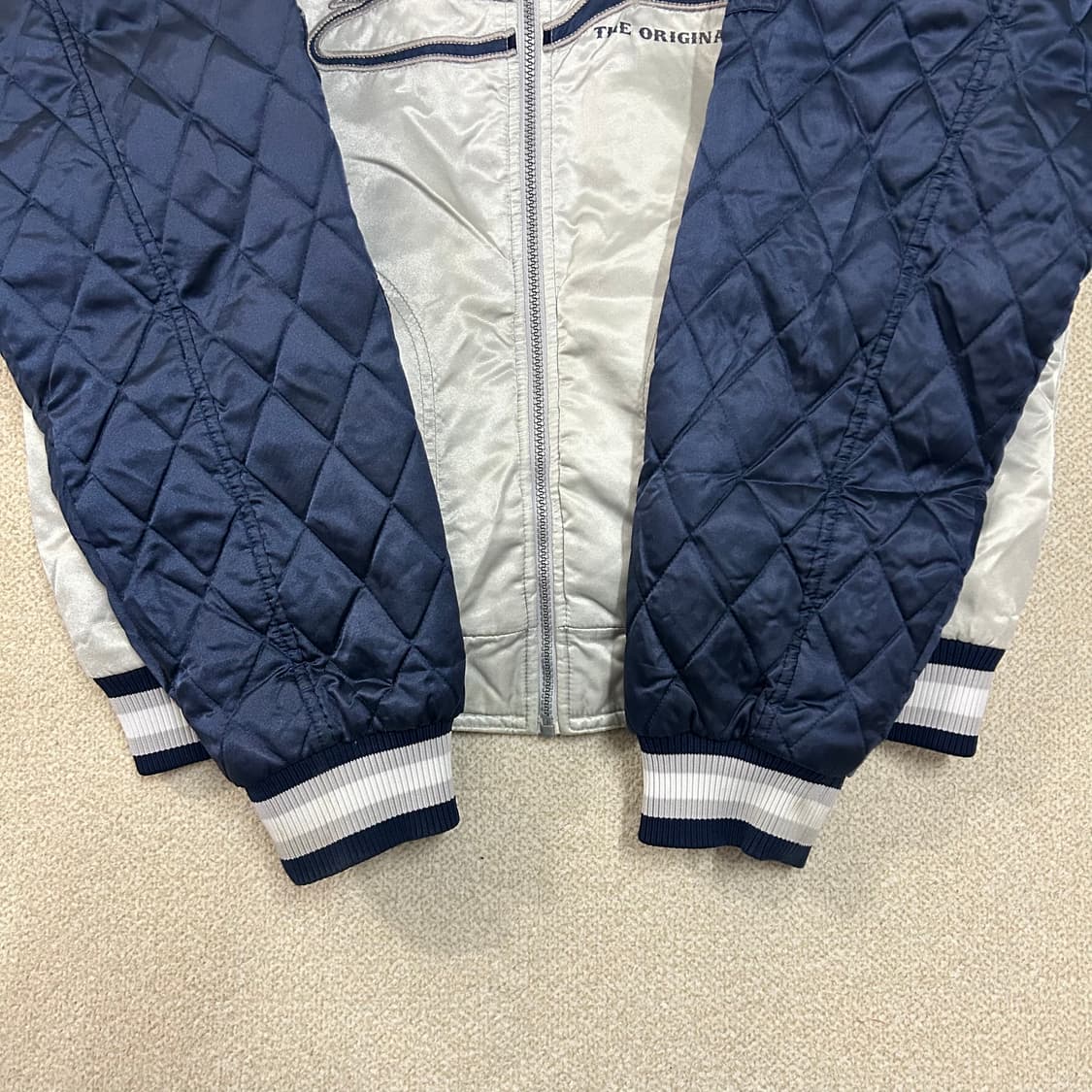 (L) 90s FUBU 후부  새틴 퀼팅 후드 바시티 자켓  상품이미지6