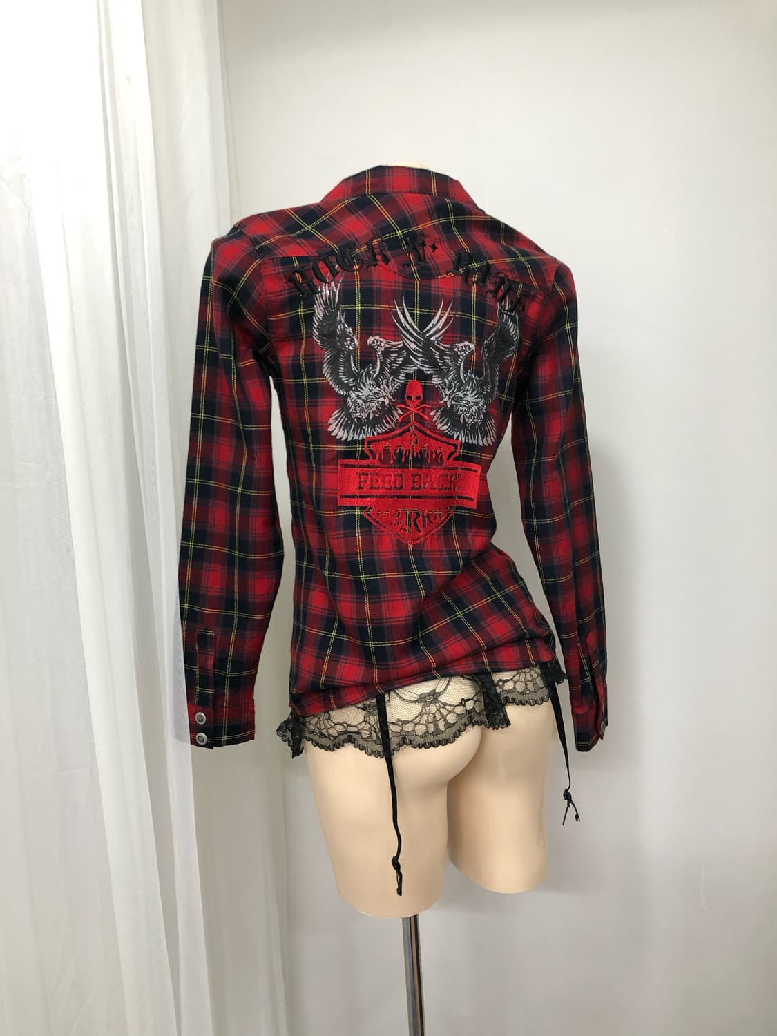 punk graphic red tartan check shirt 상품이미지1