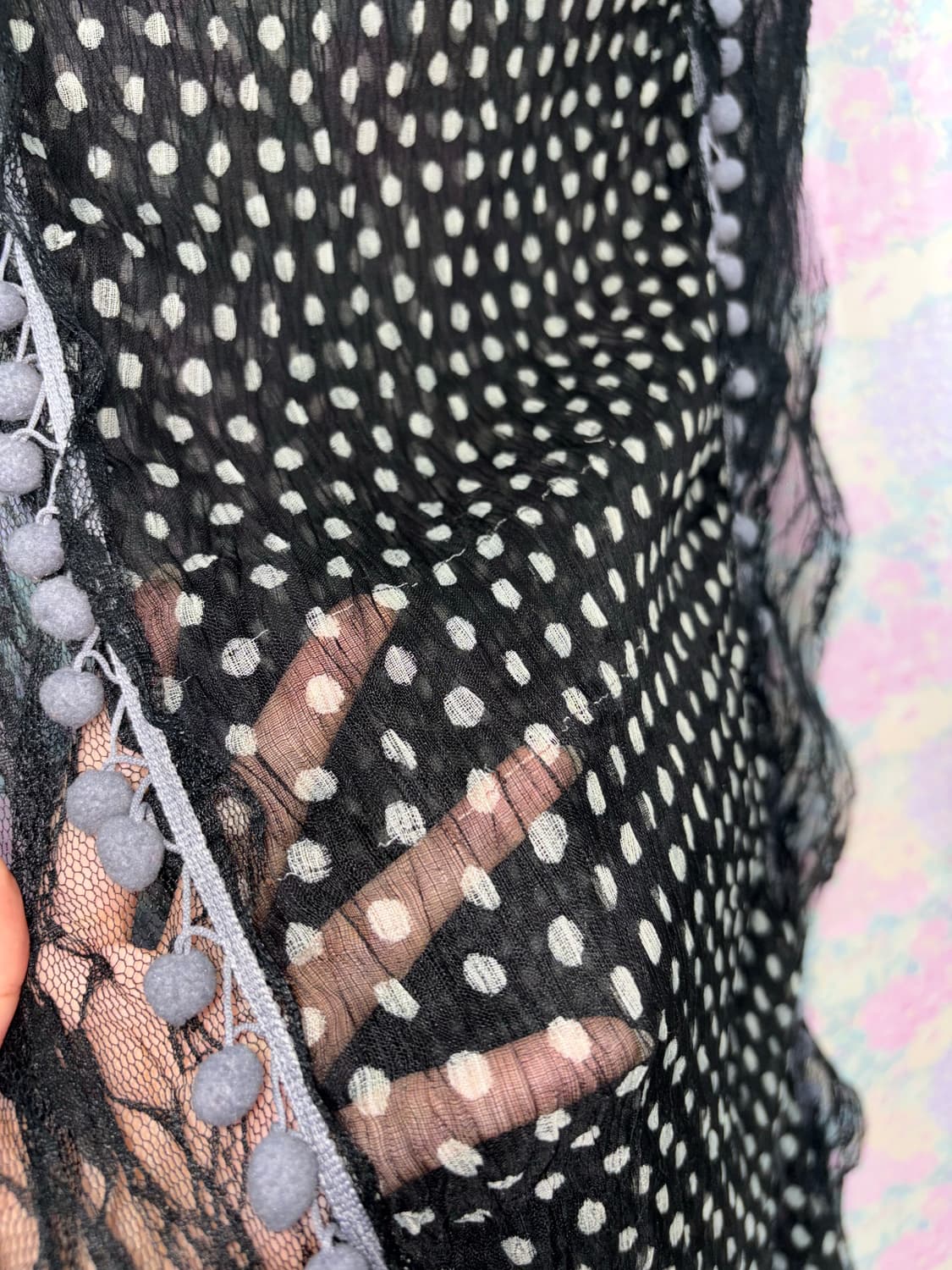 블랙 도트 폼폼 스카프 상품이미지7