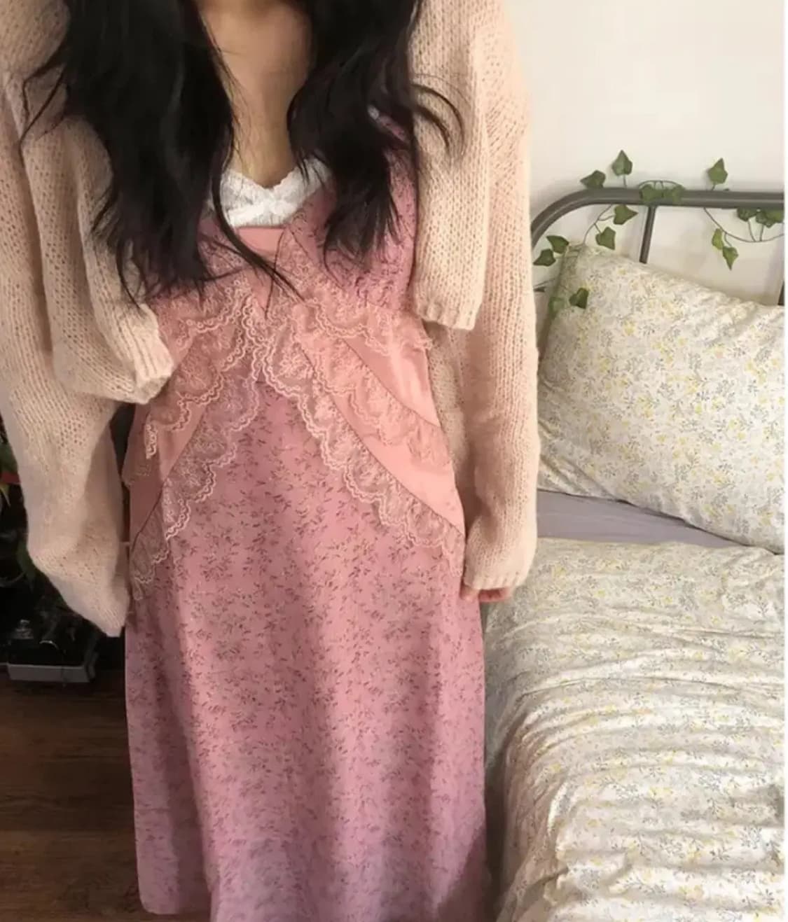 니지 moon love flower dress 핑크 롱원피스 빈티지 상품이미지3