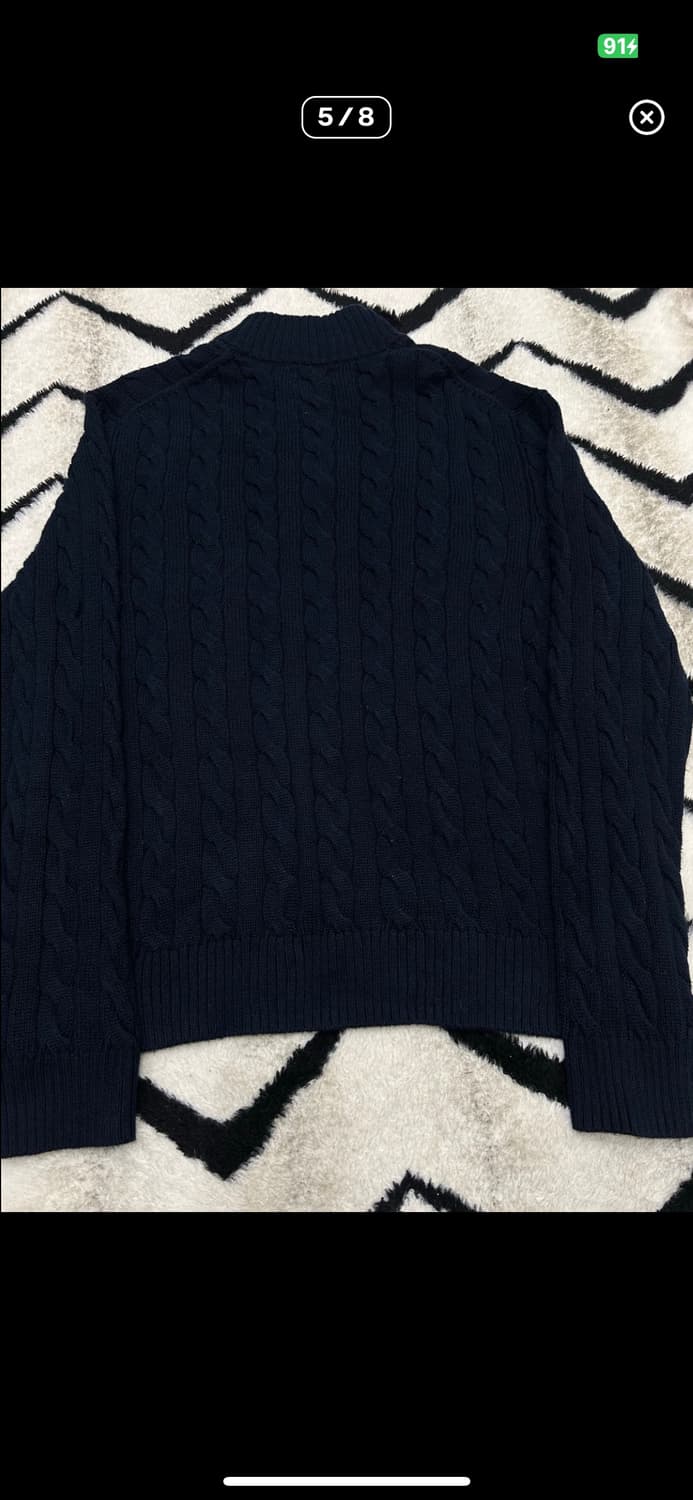 폴로 케이블 니트 집업 네이비 상품이미지5