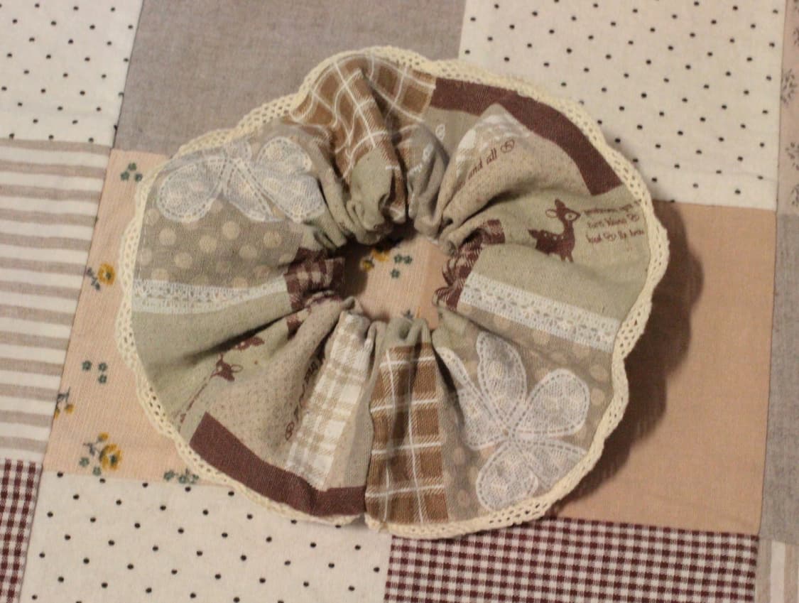 핸드메이드 패치워크 무늬 레이스 스크런치 상품이미지5