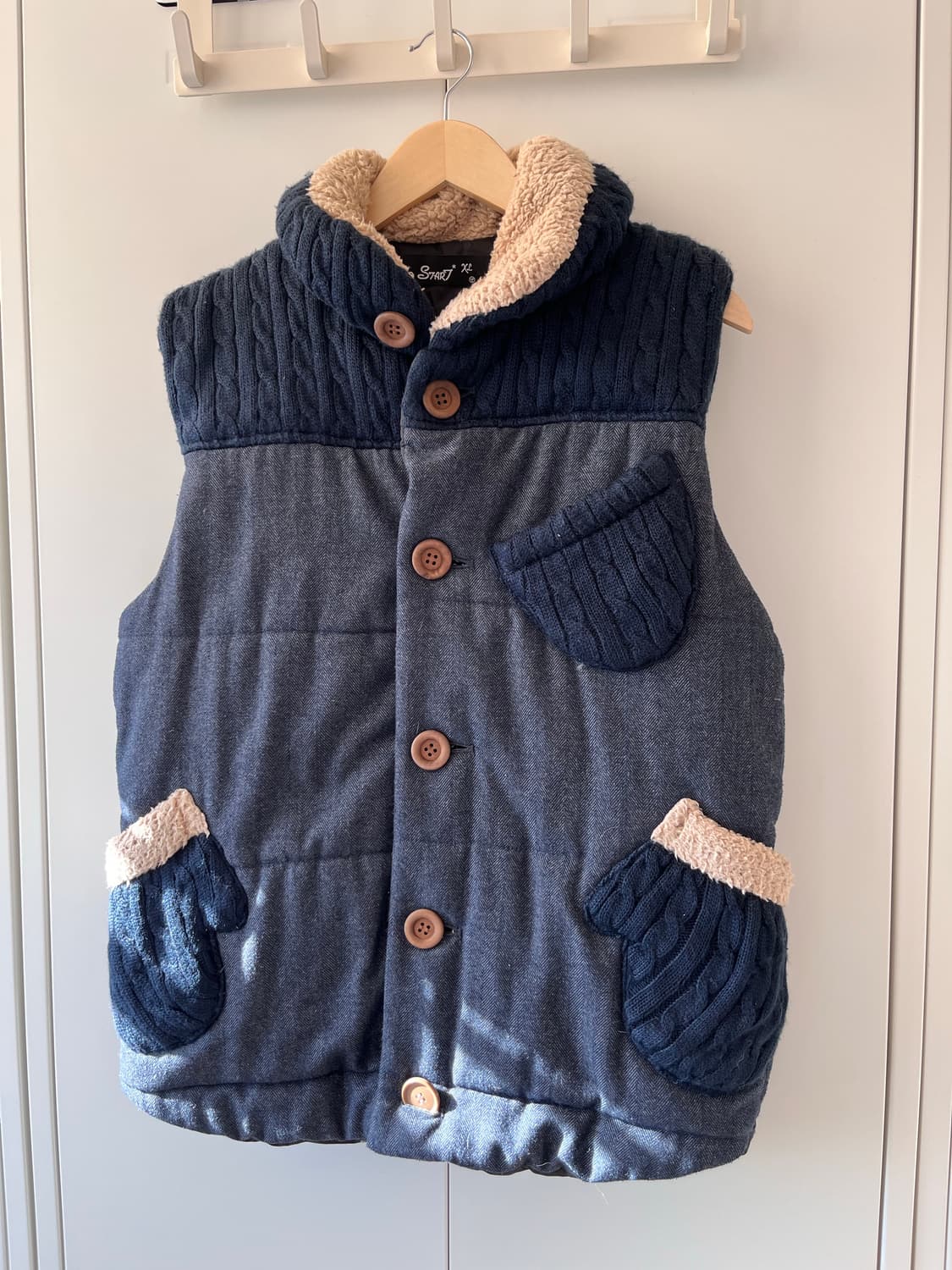 Up start 모리걸 장갑 주머니 니트 조끼 패딩 상품이미지5