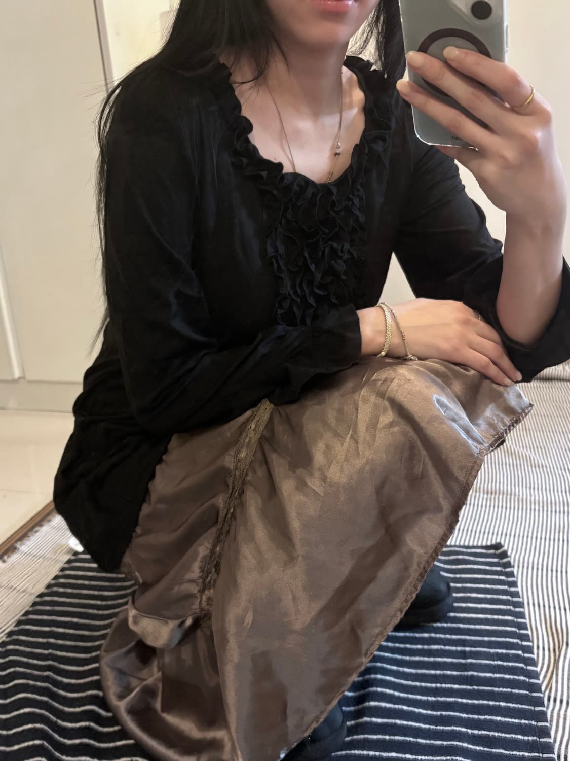 Japanese Vintage Black Ruffled Dress 상품이미지2