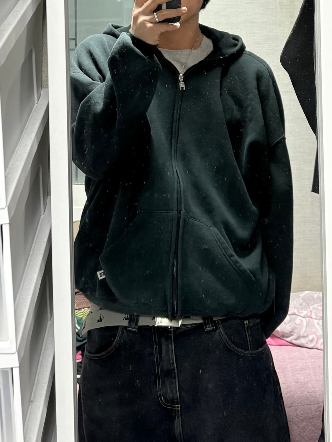 러셀 Russell 90s 후드집업 블랙 XXL 착용샷있음 상품이미지1