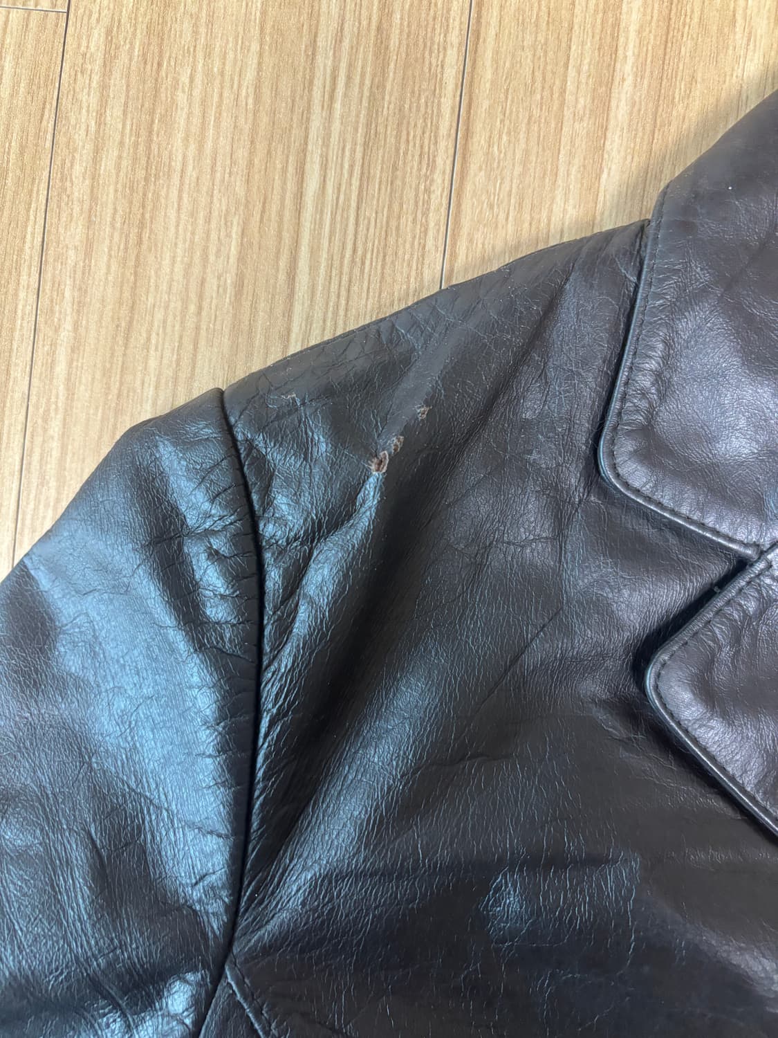 f collection 딥브라운 소가죽 버튼 레더자켓 상품이미지5