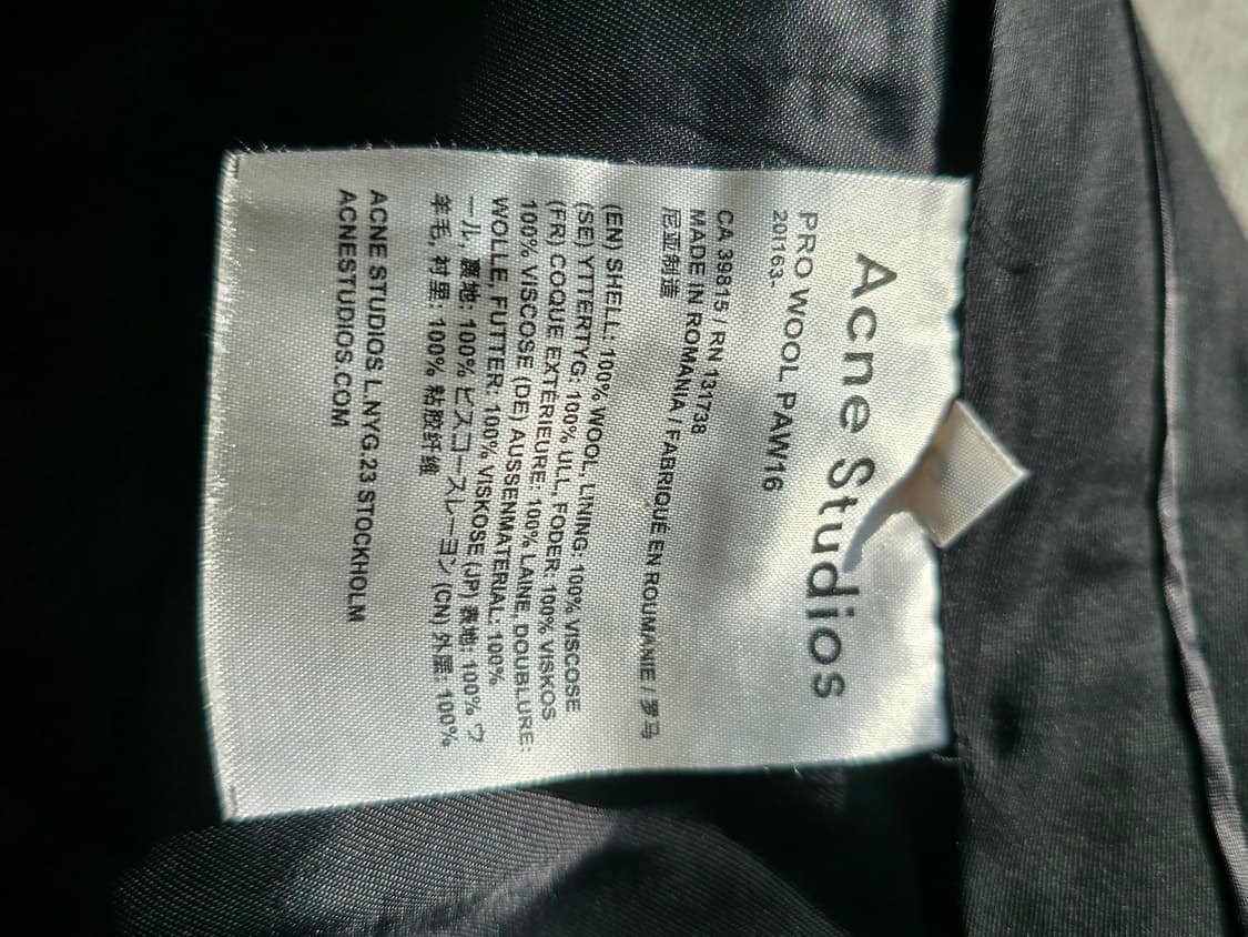 Acne Studio 울 슬랙스 블랙 상품이미지3