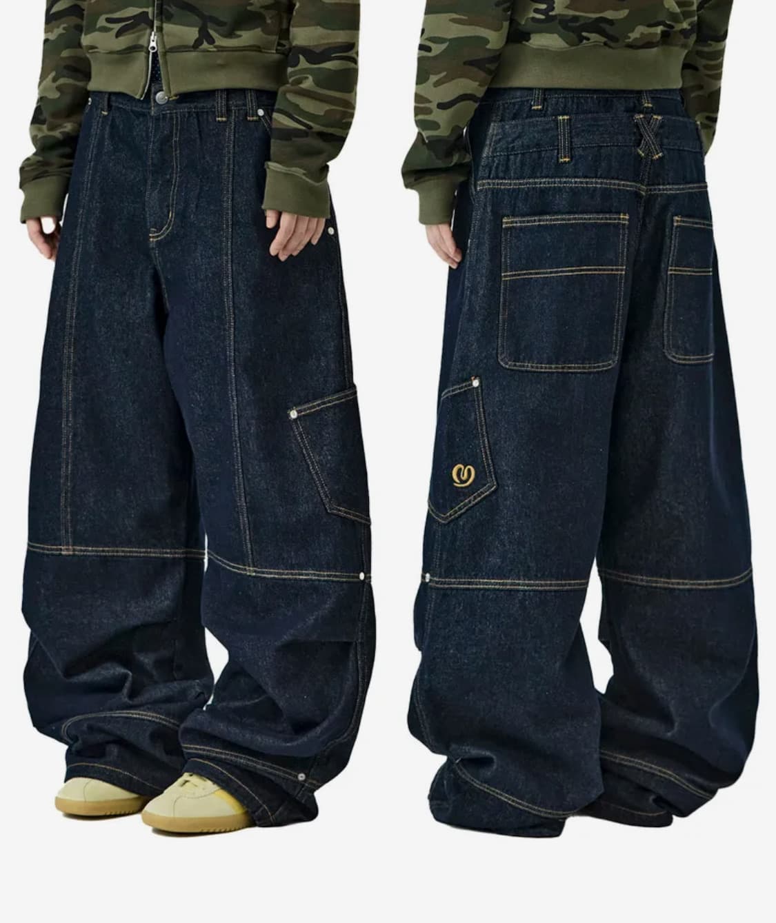 밈더워드로브 더블 레이어드 데님팬츠 상품이미지1