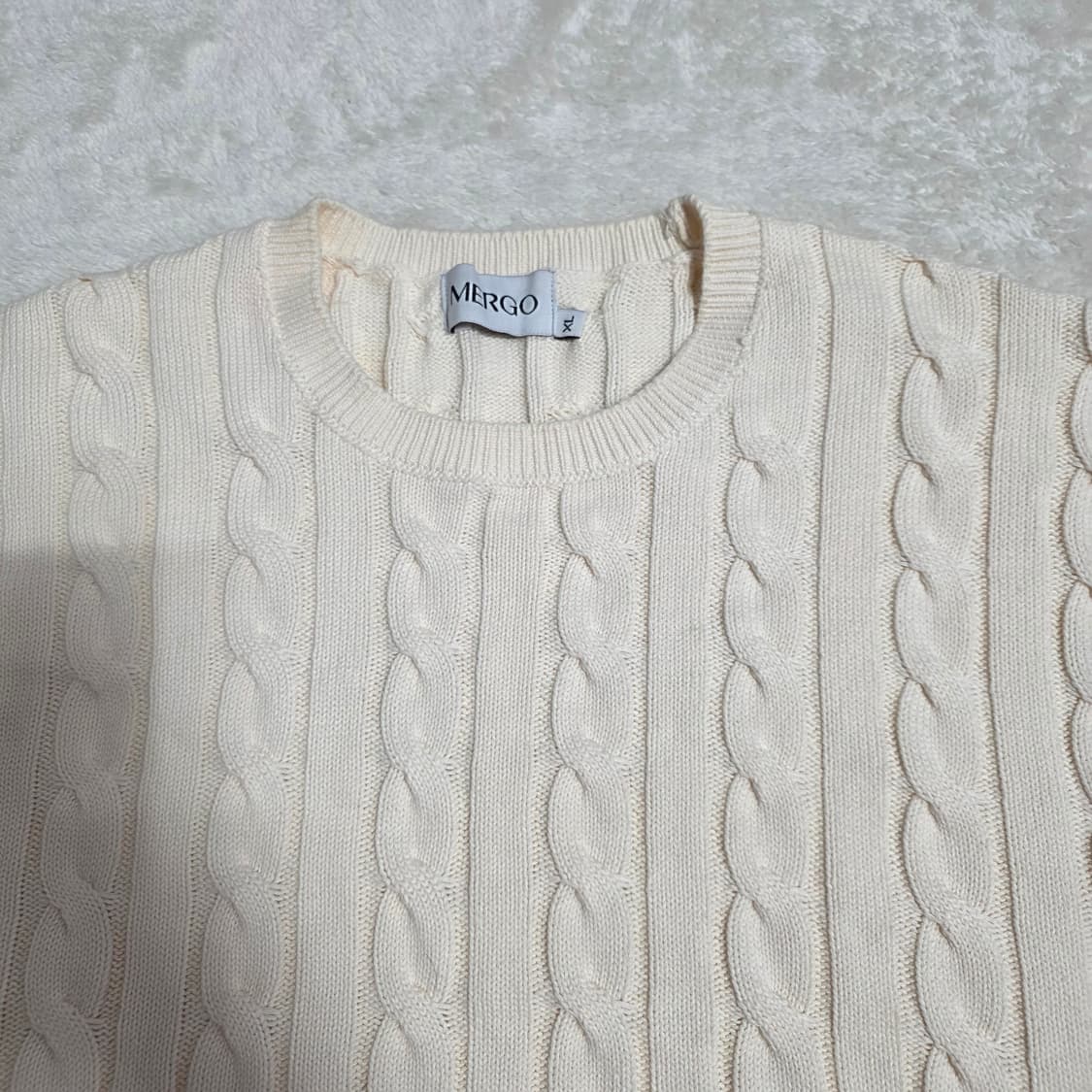 (XL)메르고 케이블 니트 아이보리 상품이미지3