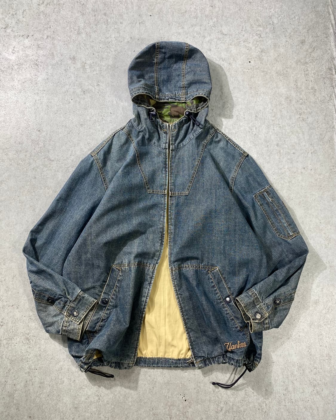 [105] 00s MLB 올드 엠엘비 뉴욕양키스 데님 후드집업 자켓 상품이미지1