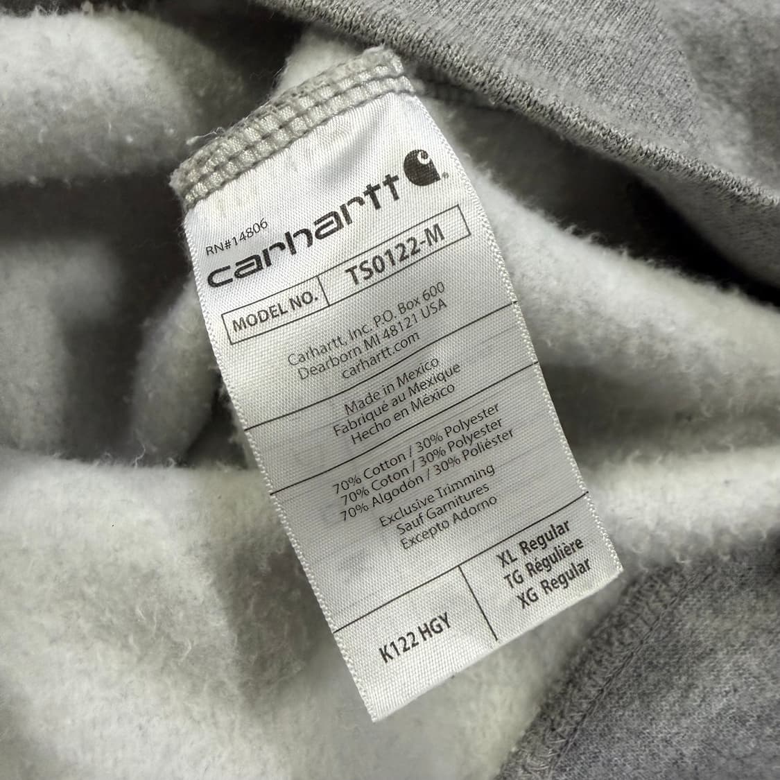 칼하트 루즈핏XL 회색 후드집업 상품이미지4