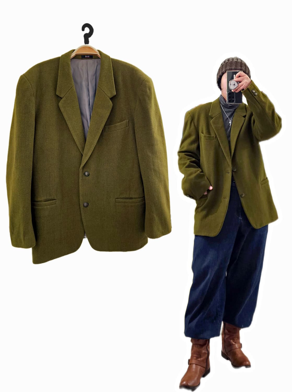 Ixi:z 익시즈 00's 올리브그린 울자켓 상품이미지1