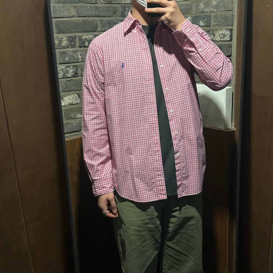 M) 폴로 랄프로렌 클래식핏 핑크 체크 포플린 셔츠 상품이미지8