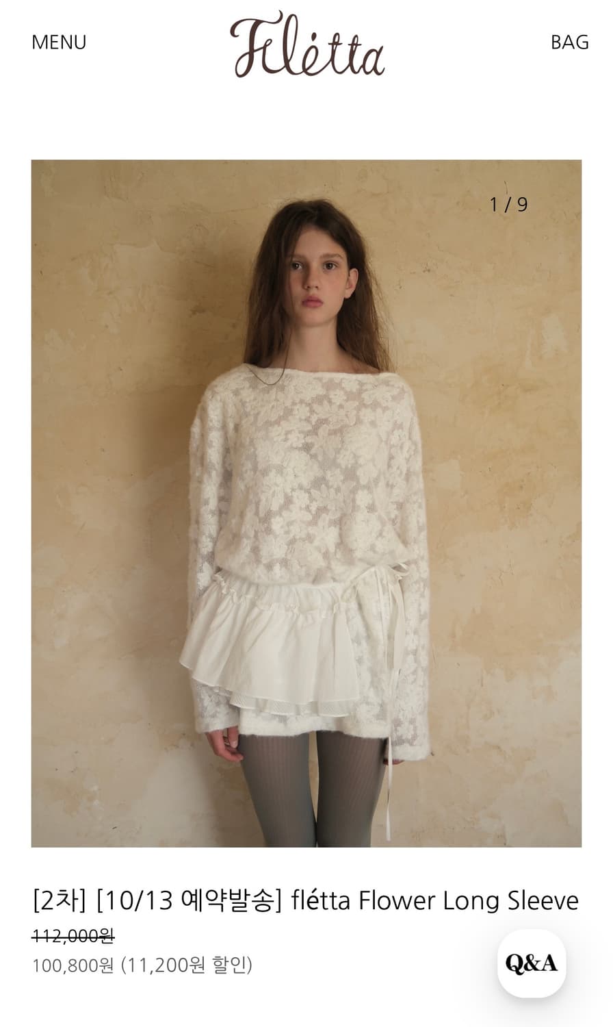 fletta 플레따 25fw 플라워 롱슬리브 상품이미지1
