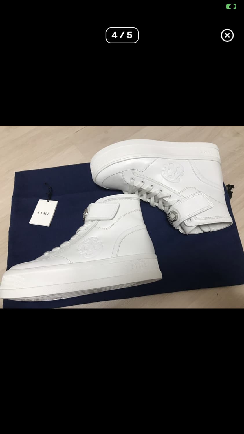 새상품 TIME 타임 한섬 디올 스타일 가죽 하이탑 스니커즈 240 사이 상품이미지3