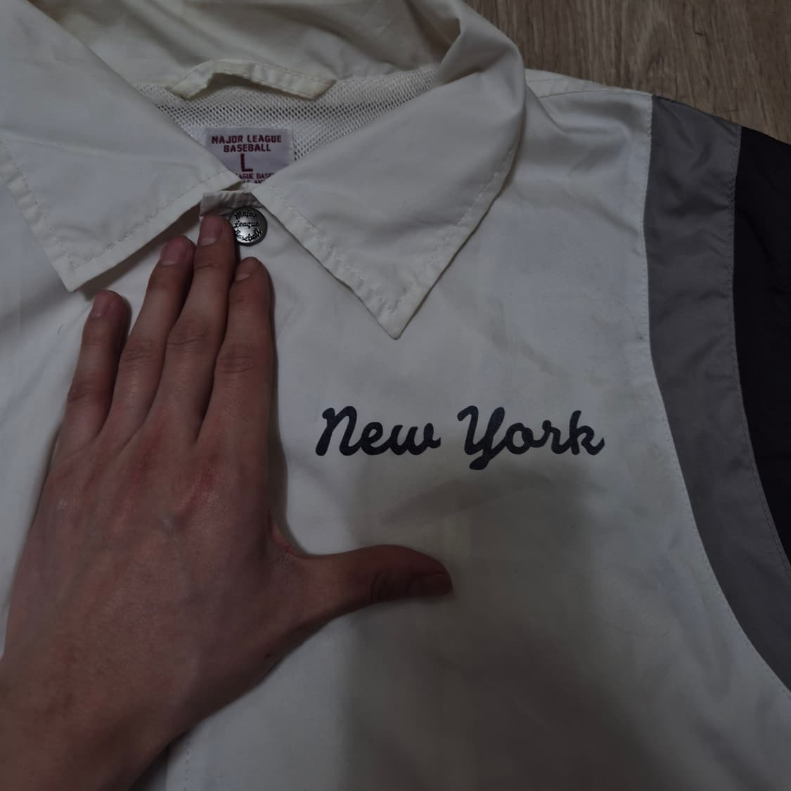 MLB 뉴욕양키스 로고 와펜 바람막이 코치자켓 L(100) 상품이미지5