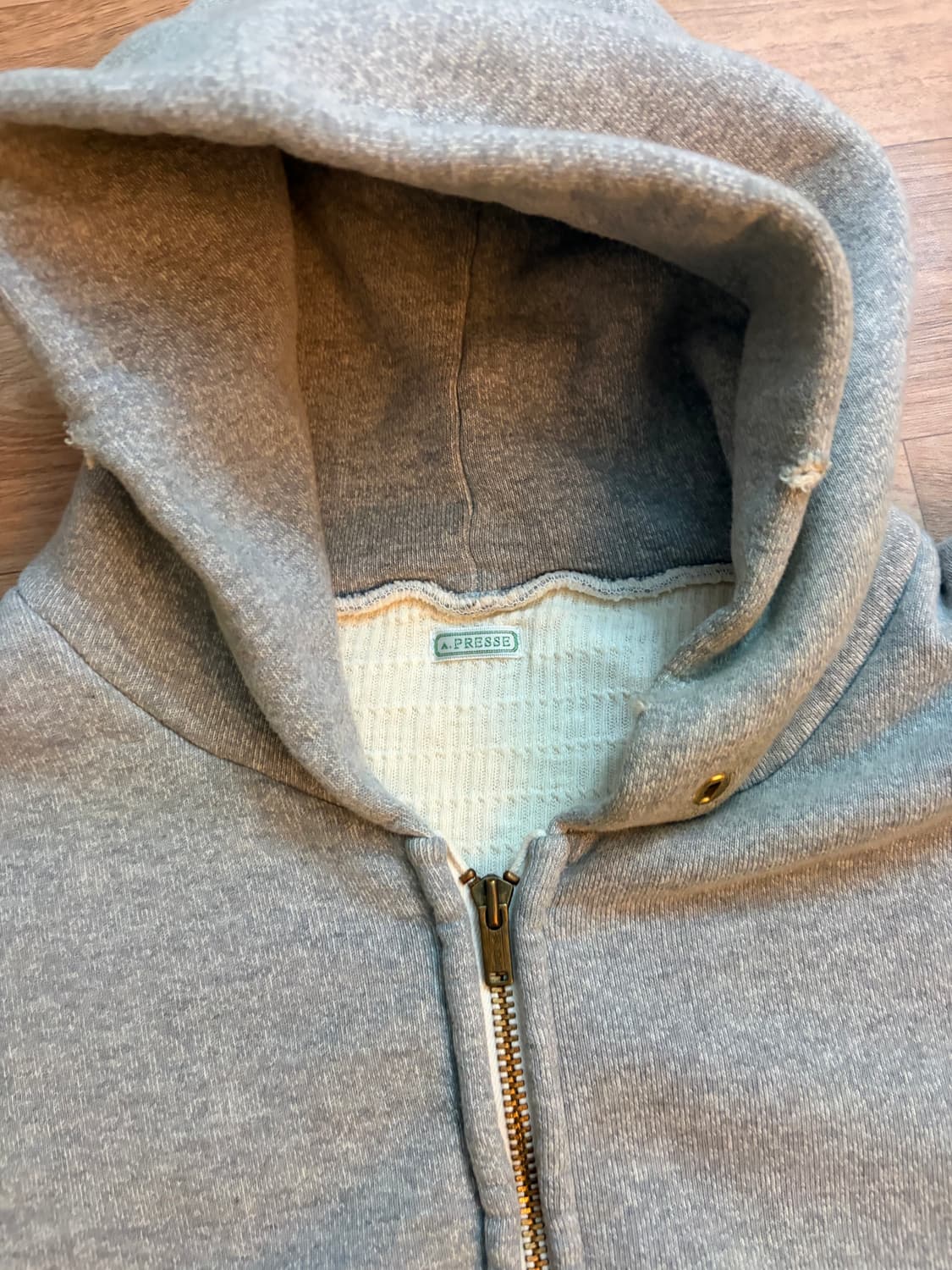 [2]아프레쎄 24aw 빈티지 집업 후디 그레이컬러 a.presse 상품이미지3