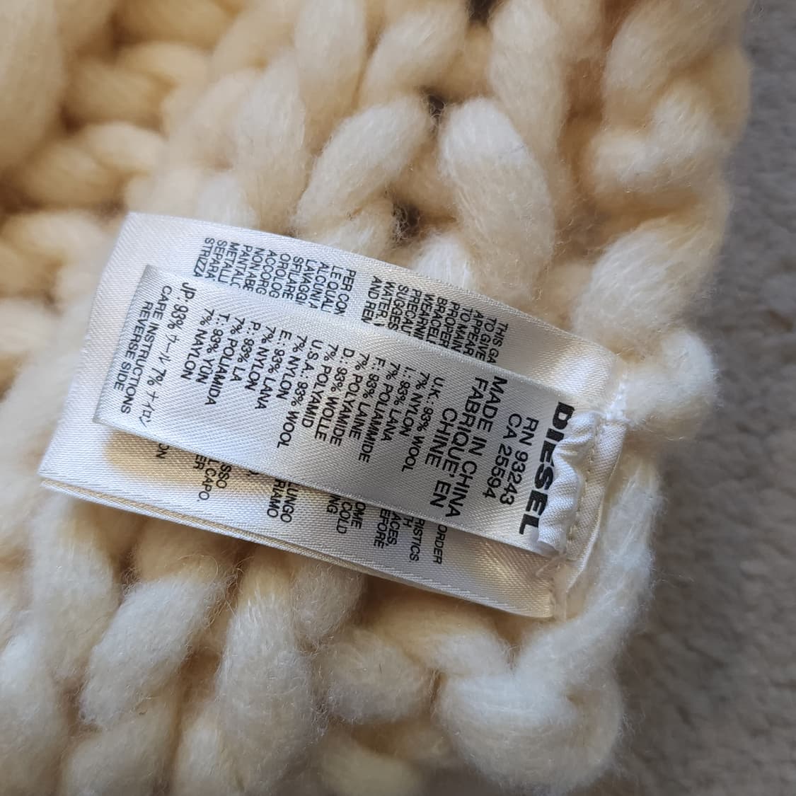 디젤 목도리 헤비 게이지 울 머플러 목도리 크림색 F 상품이미지3