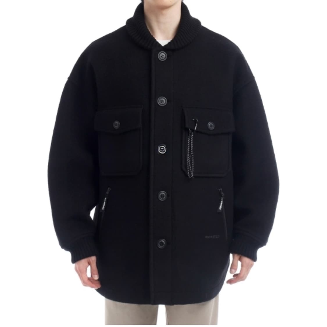 [L/XL] 앤드원더 울 쉐기 롱 자켓 블랙 상품이미지5