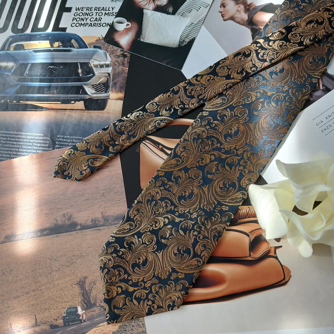 발렌시아가 실크 바로크 자카드 넥타이 9.6cm A+등급 A18871
 상품이미지3