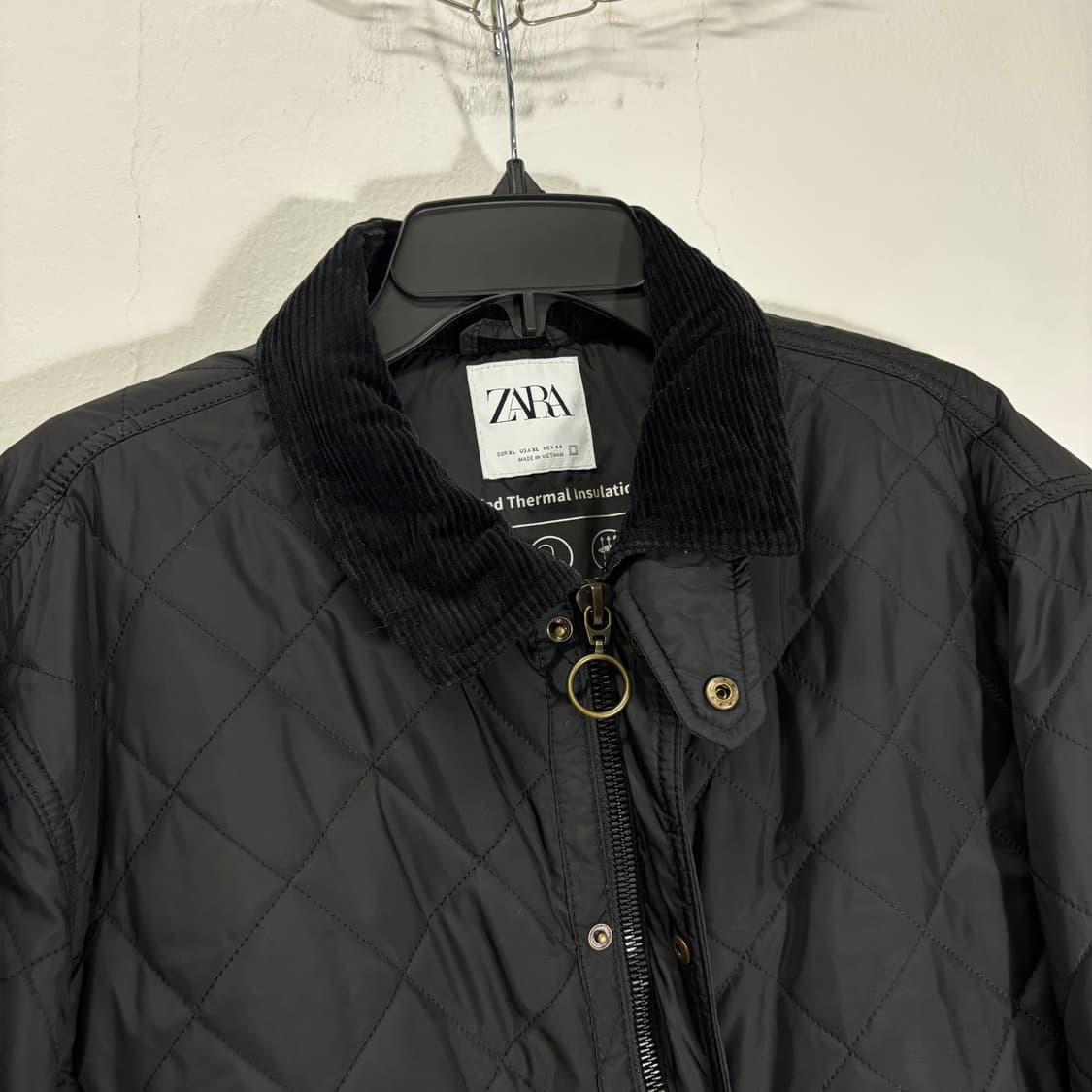 XL 자라 맨 블랙 오버핏 코듀로이카라 퀼팅자켓 상품이미지2