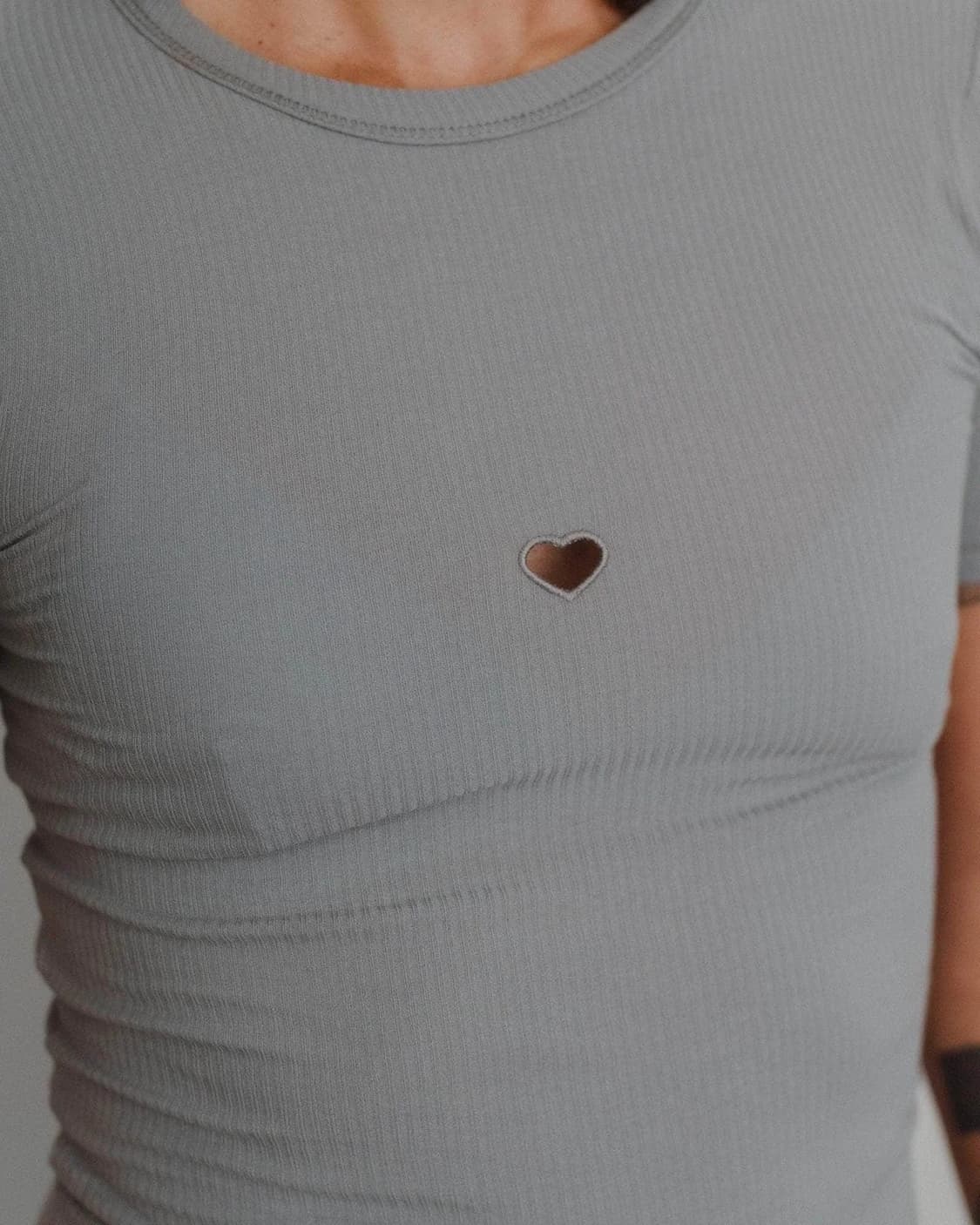 베이스레인지 하트 반팔 티셔츠 보우 블루 M 상품이미지3