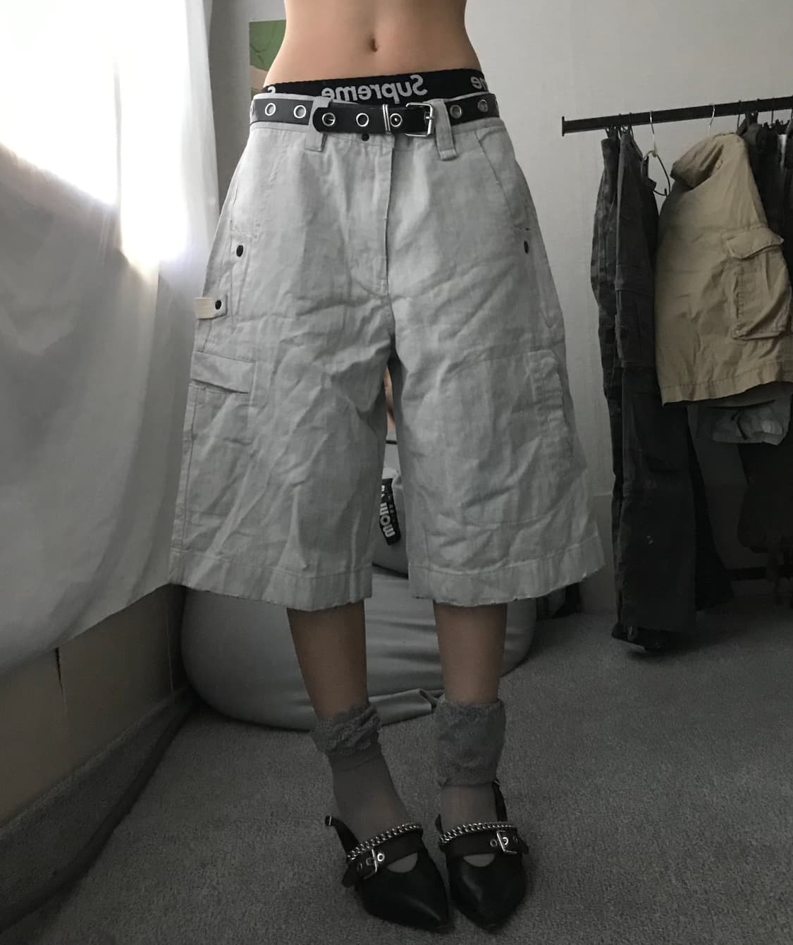그레이 데님 버뮤다 팬츠 상품이미지1