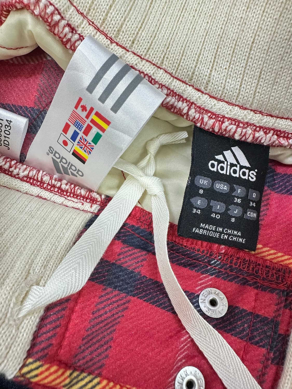 일본빈티지 아디다스 체크 퍼 트리밍 퀼팅 패딩 타탄 체크 스커트  상품이미지9