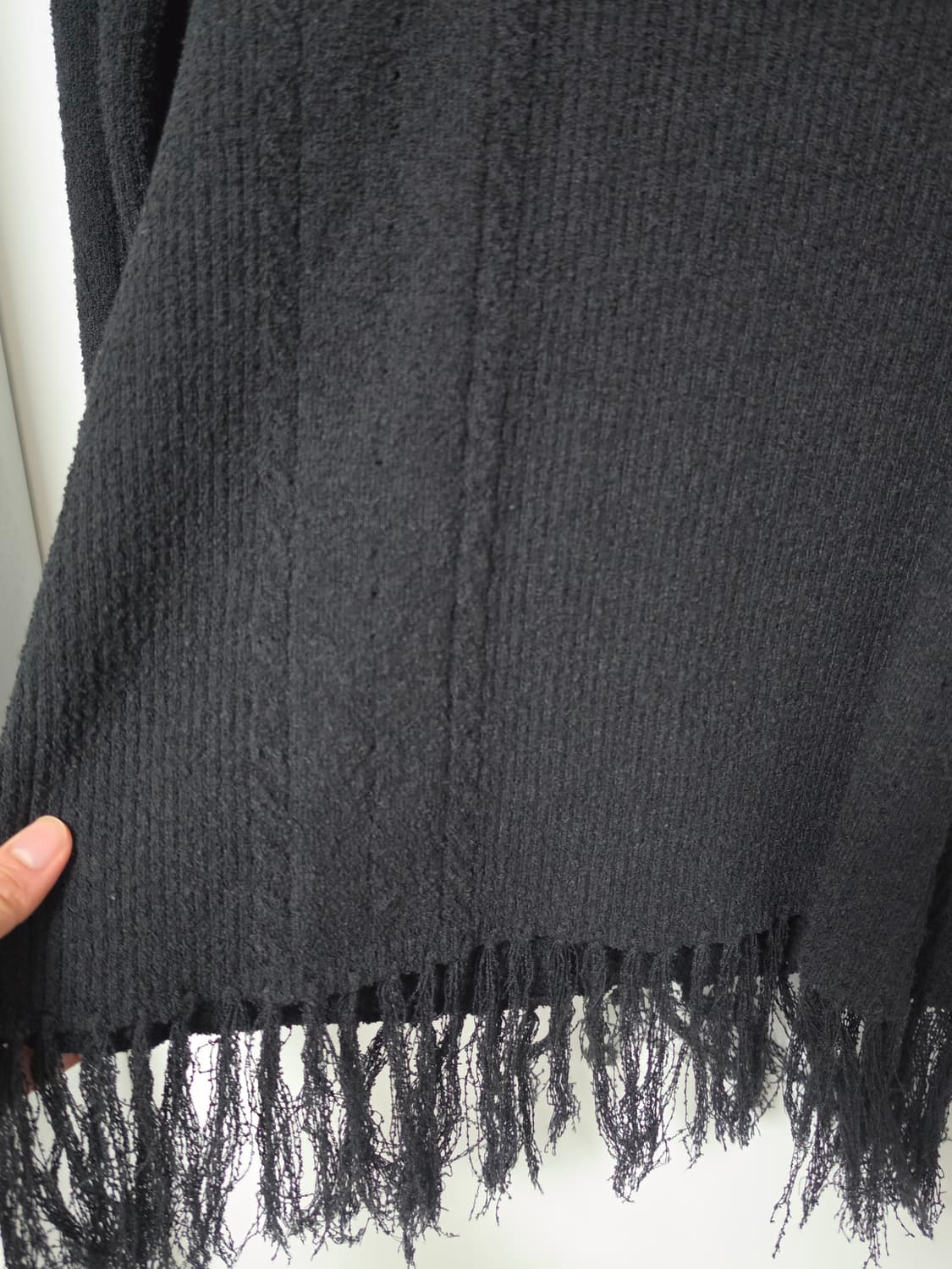 millo women 밀로우먼 부클 프린지 롱 슬리브 니트 블랙 상품이미지5