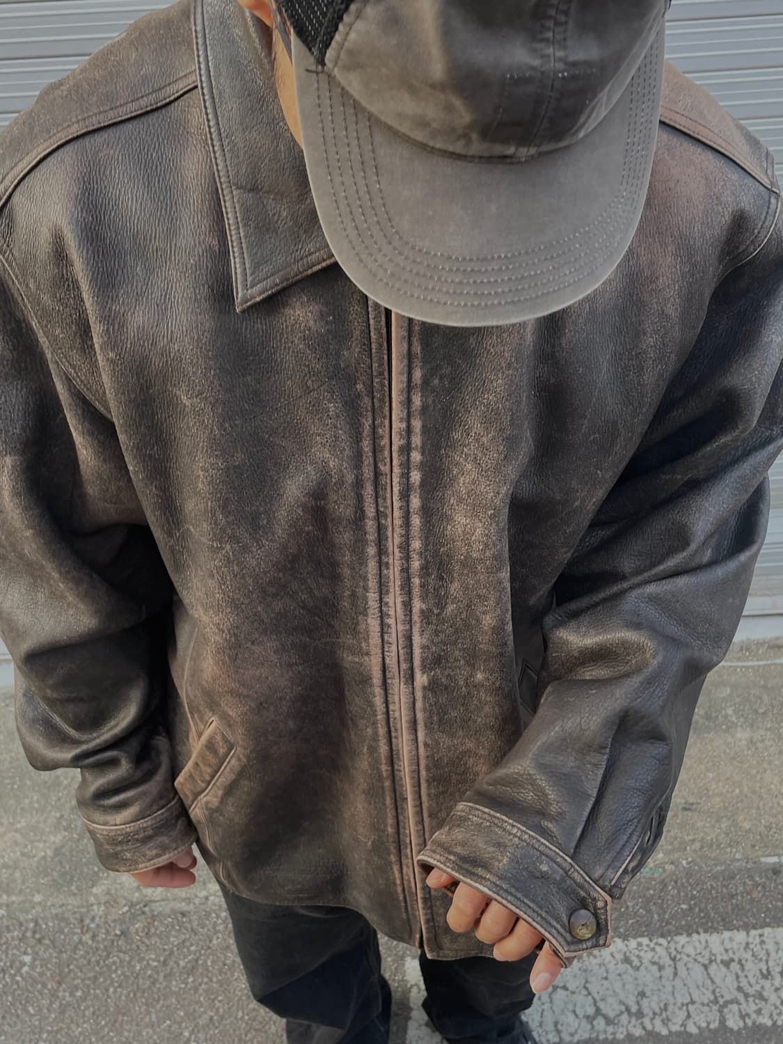90s Eddie Bauer Distressed Leather Jk 상품이미지4