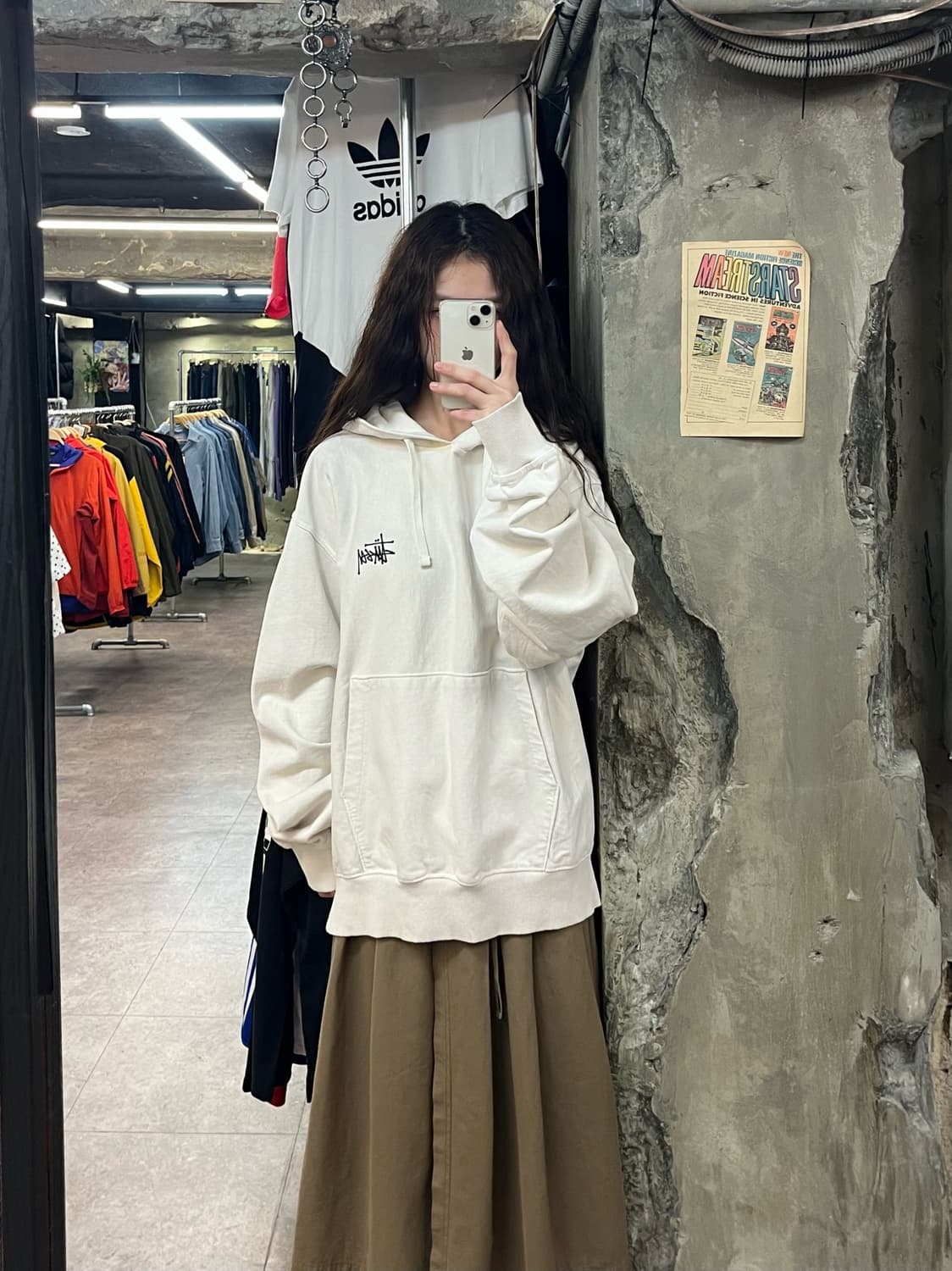 스투시 베이직 로고 후드티 화이트 L #csz2168 상품이미지2