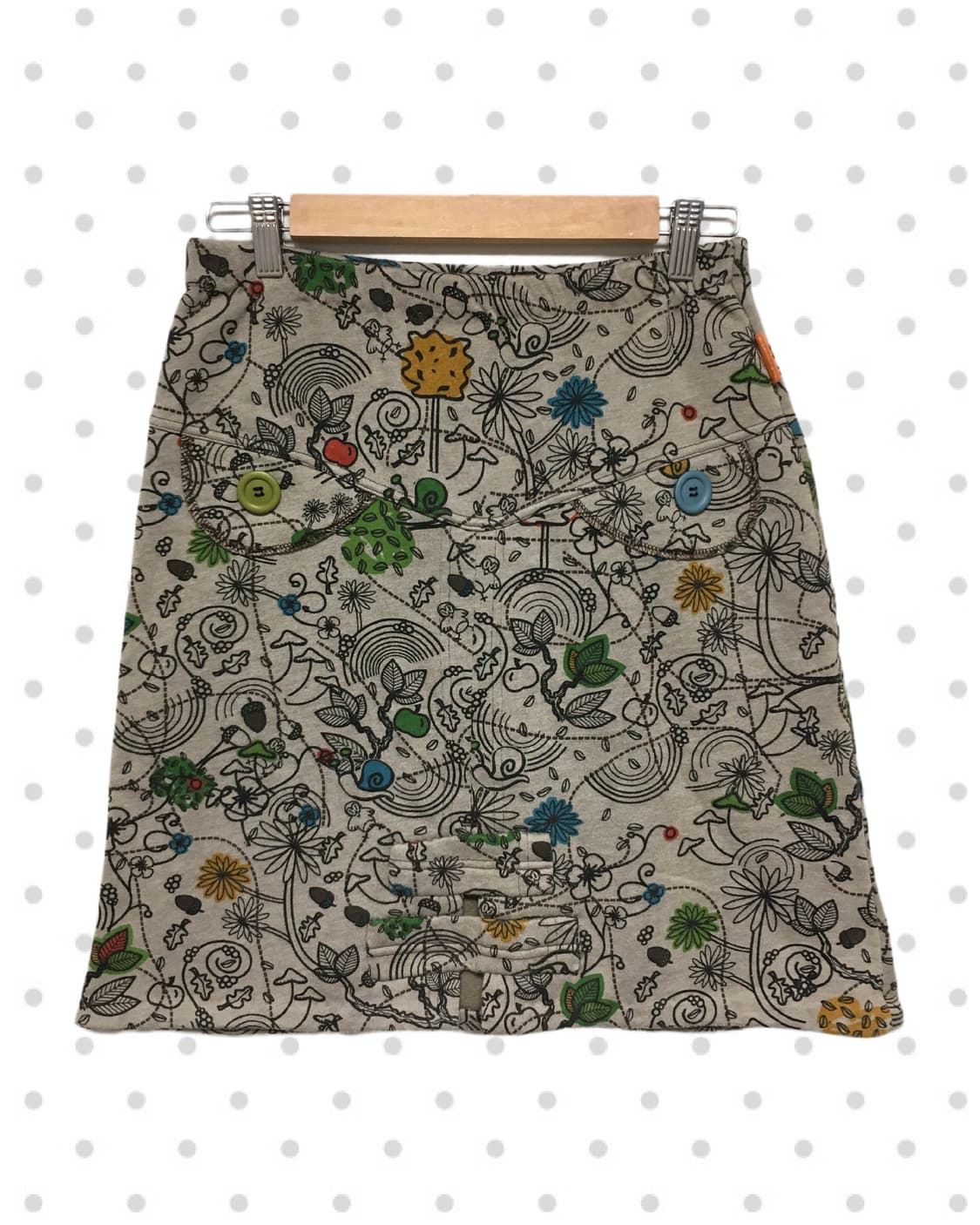 vintage acorn double pattern skirt beige 상품이미지6