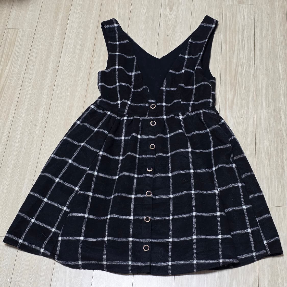 ingni)고딕로리타st 로맨틱 양지뢰 체크모직 v넥 민소매원피스 상품이미지5